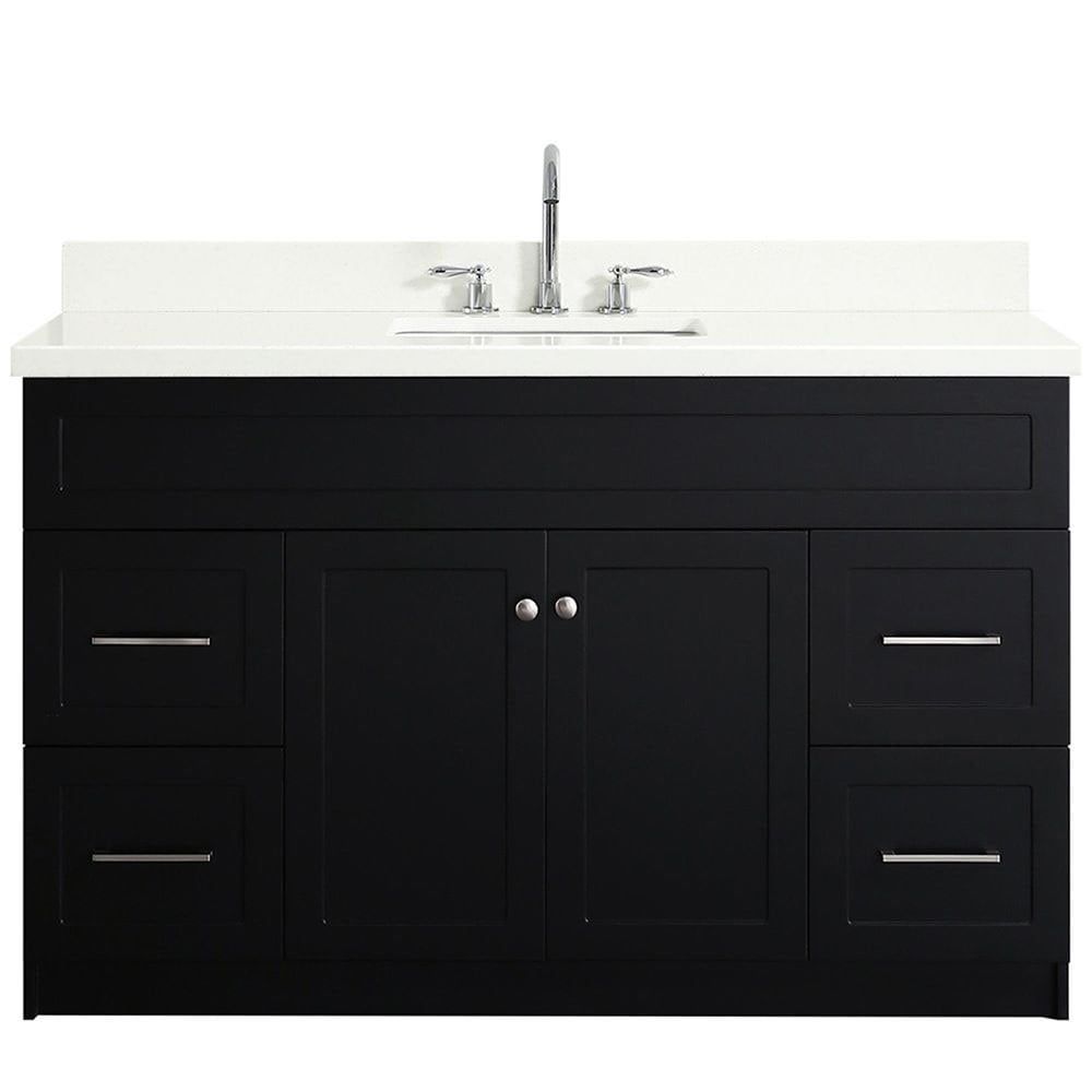 Hamlet 55" Black Vanity with White Quartz Top