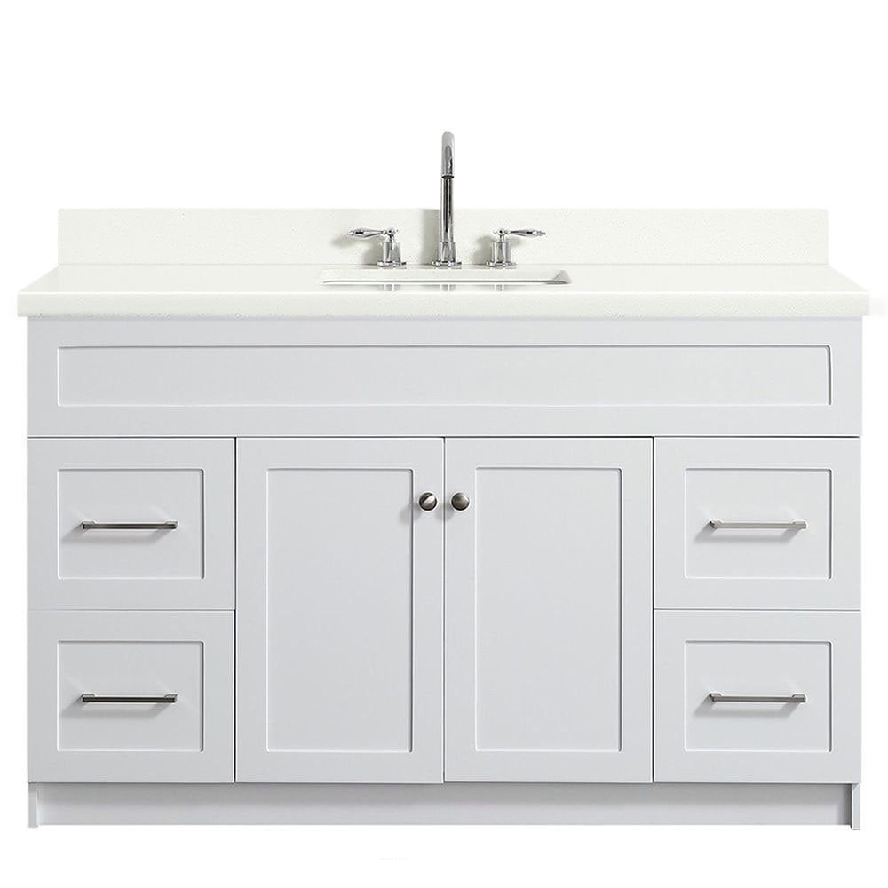 Hamlet 55" White Quartz Freestanding Single Sink Vanity