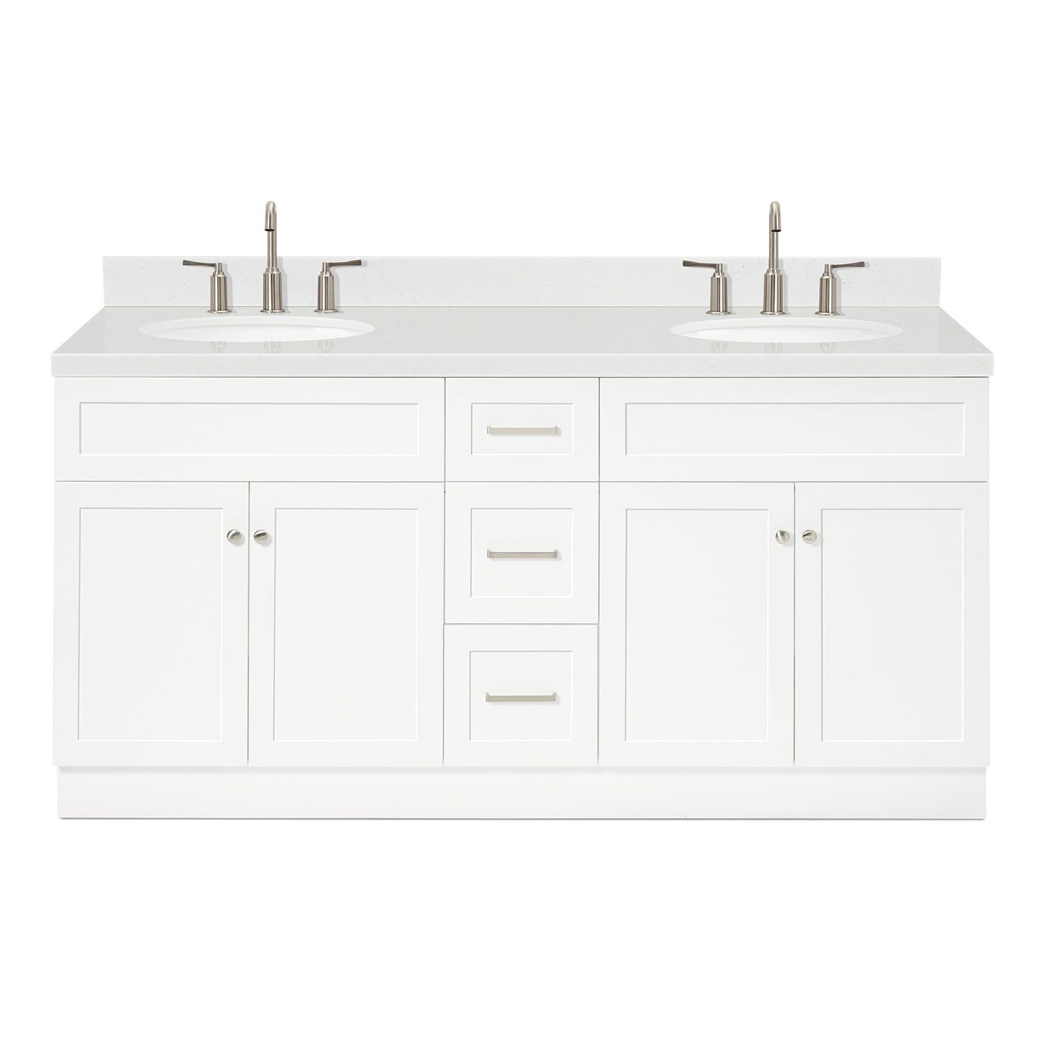 Hamlet 72" White Double Basin Vanity Set with Quartz Top