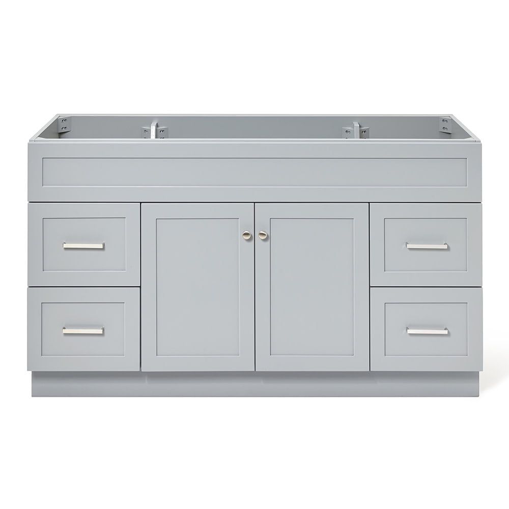 Hamlet 60" Gray Single Freestanding Vanity Cabinet with Nickel Hardware