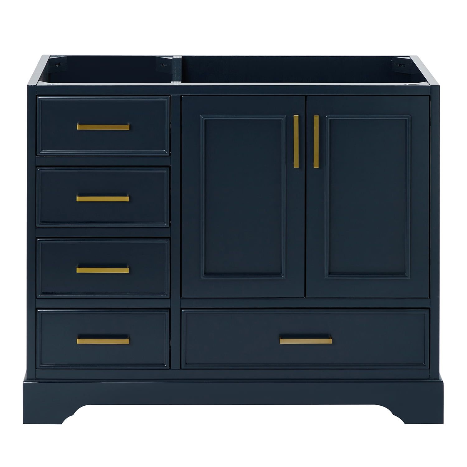 Midnight Blue 43" Freestanding Single Vanity Cabinet with Brass Hardware