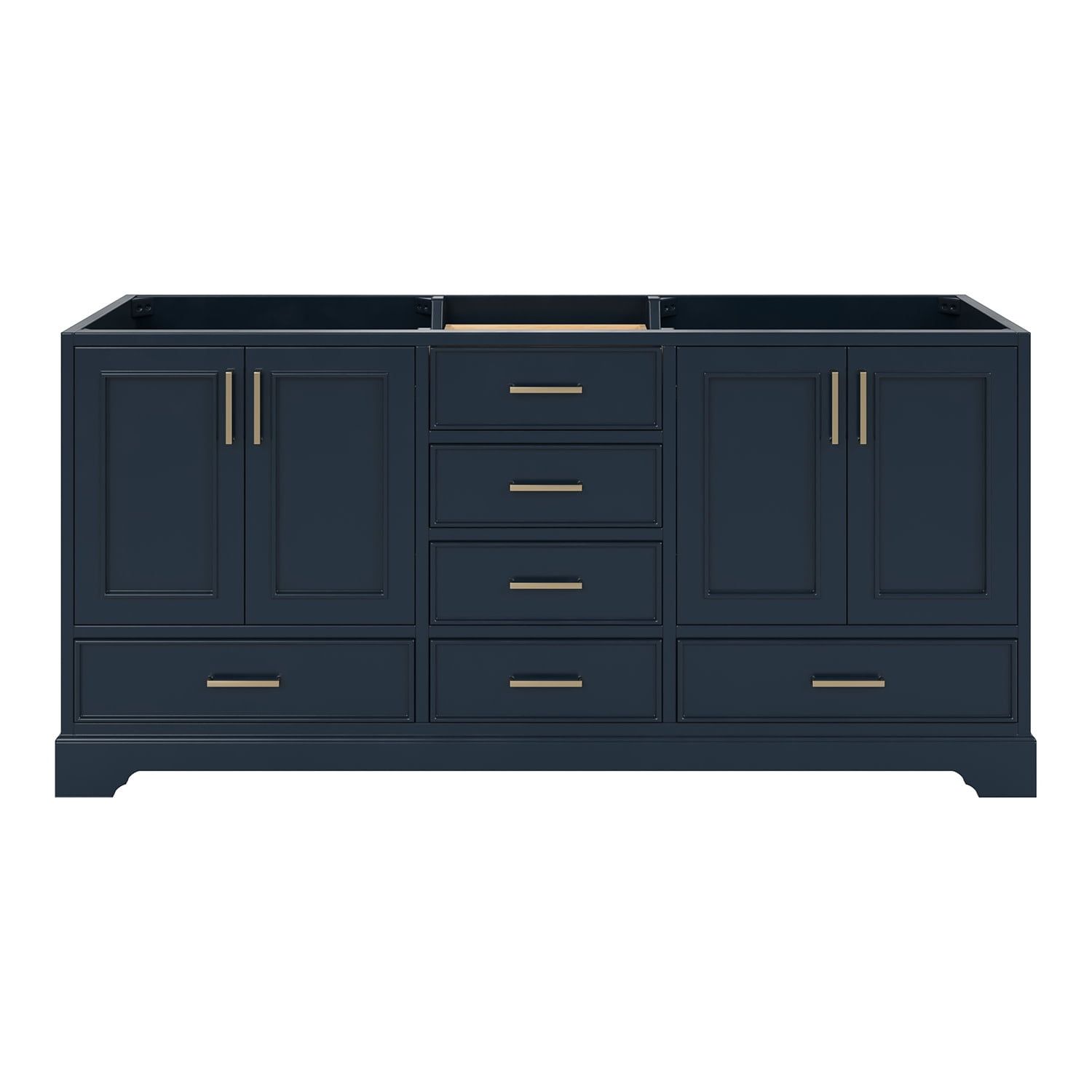 Midnight Blue Double Freestanding Vanity Cabinet with Brass Hardware
