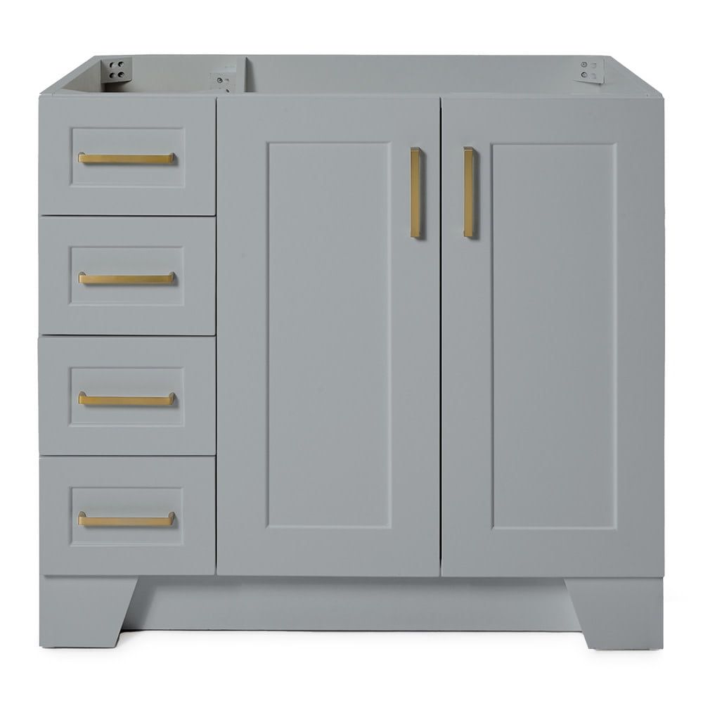 Taylor 36" Gray Freestanding Single Vanity Cabinet with Brass Hardware