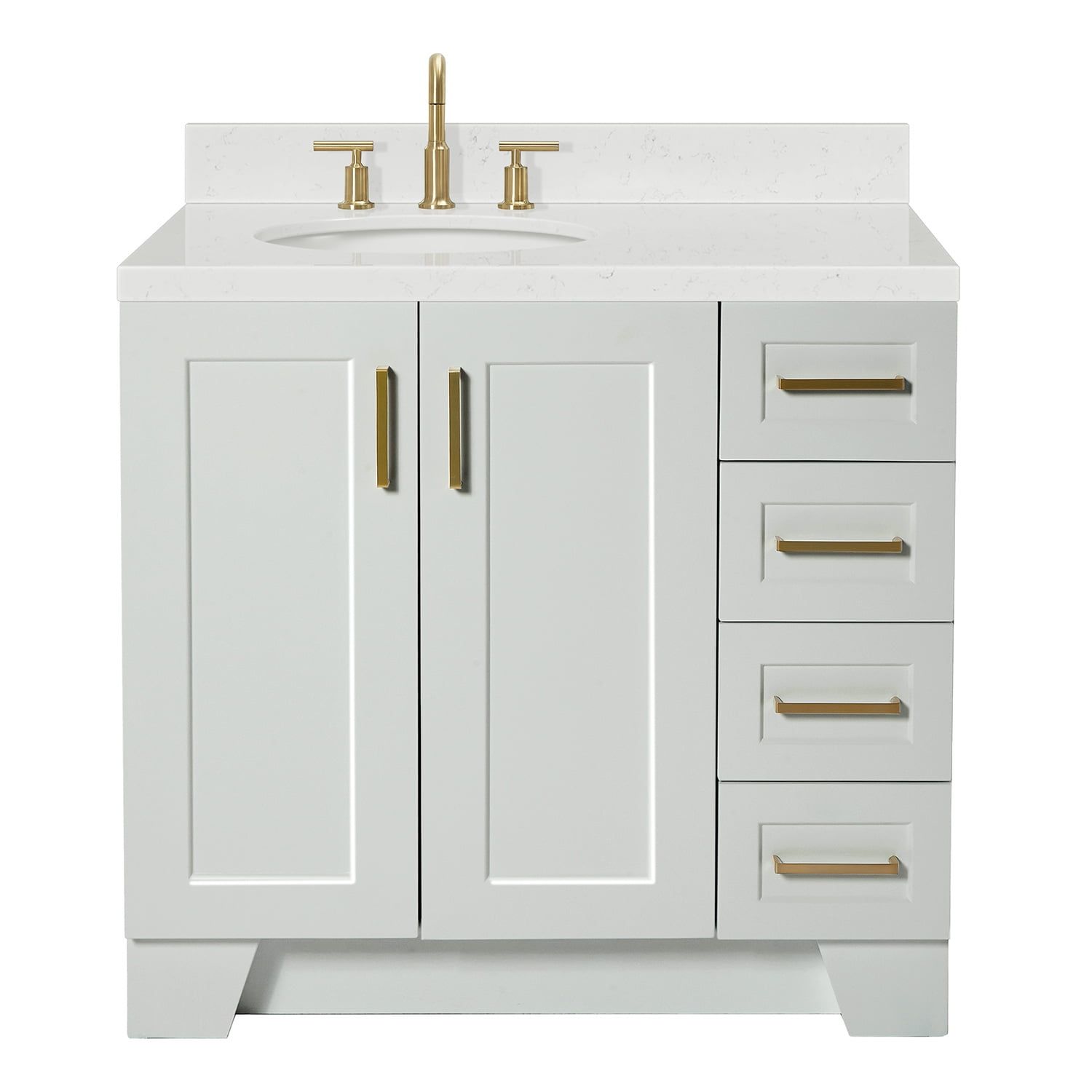 Taylor 36'' Gray Freestanding Single Vanity with Gold Hardware