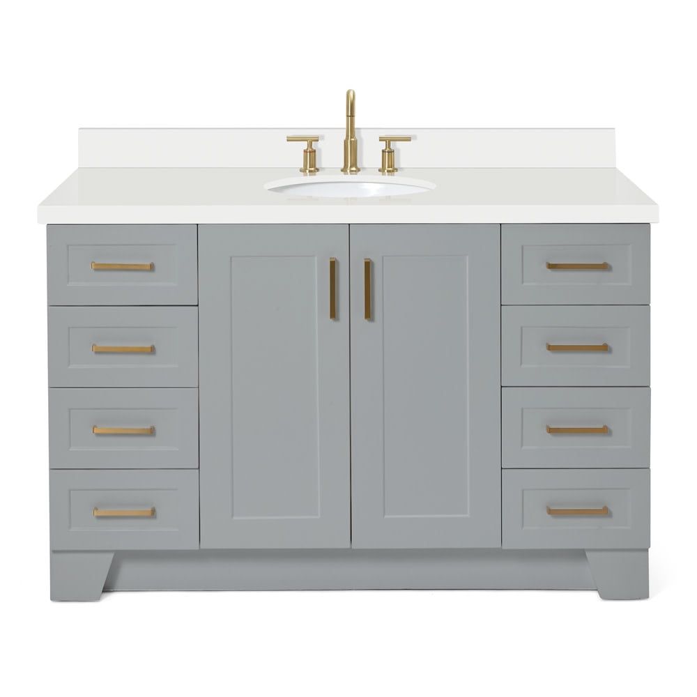 Taylor 55" Gray Painted Freestanding Single Sink Vanity with Brass Hardware