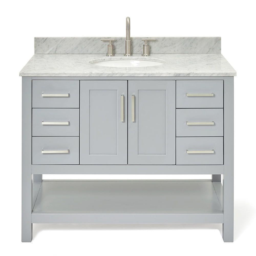 Magnolia 43" Grey Freestanding Vanity with Carrara White Top