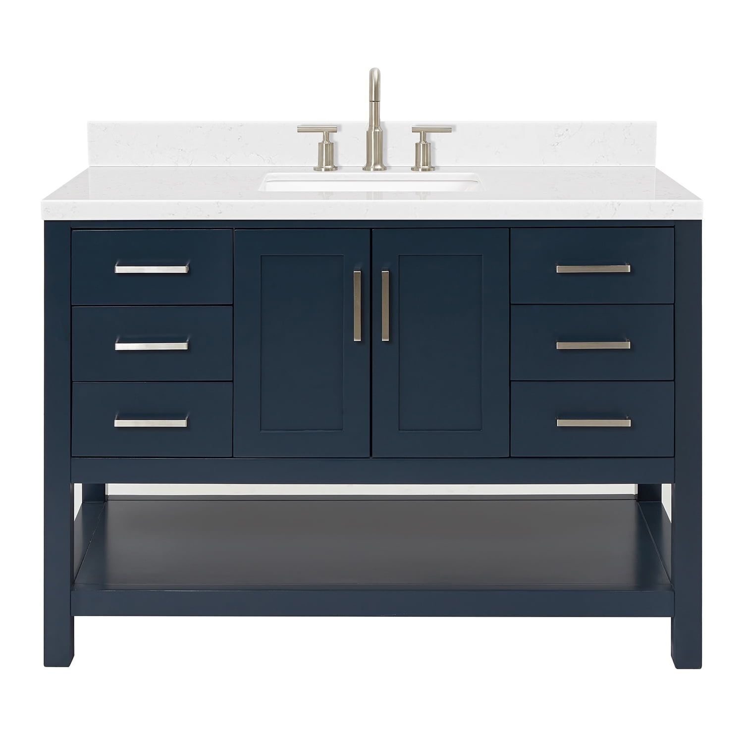 Midnight Blue 48" Freestanding Single Basin Vanity with Quartz Top