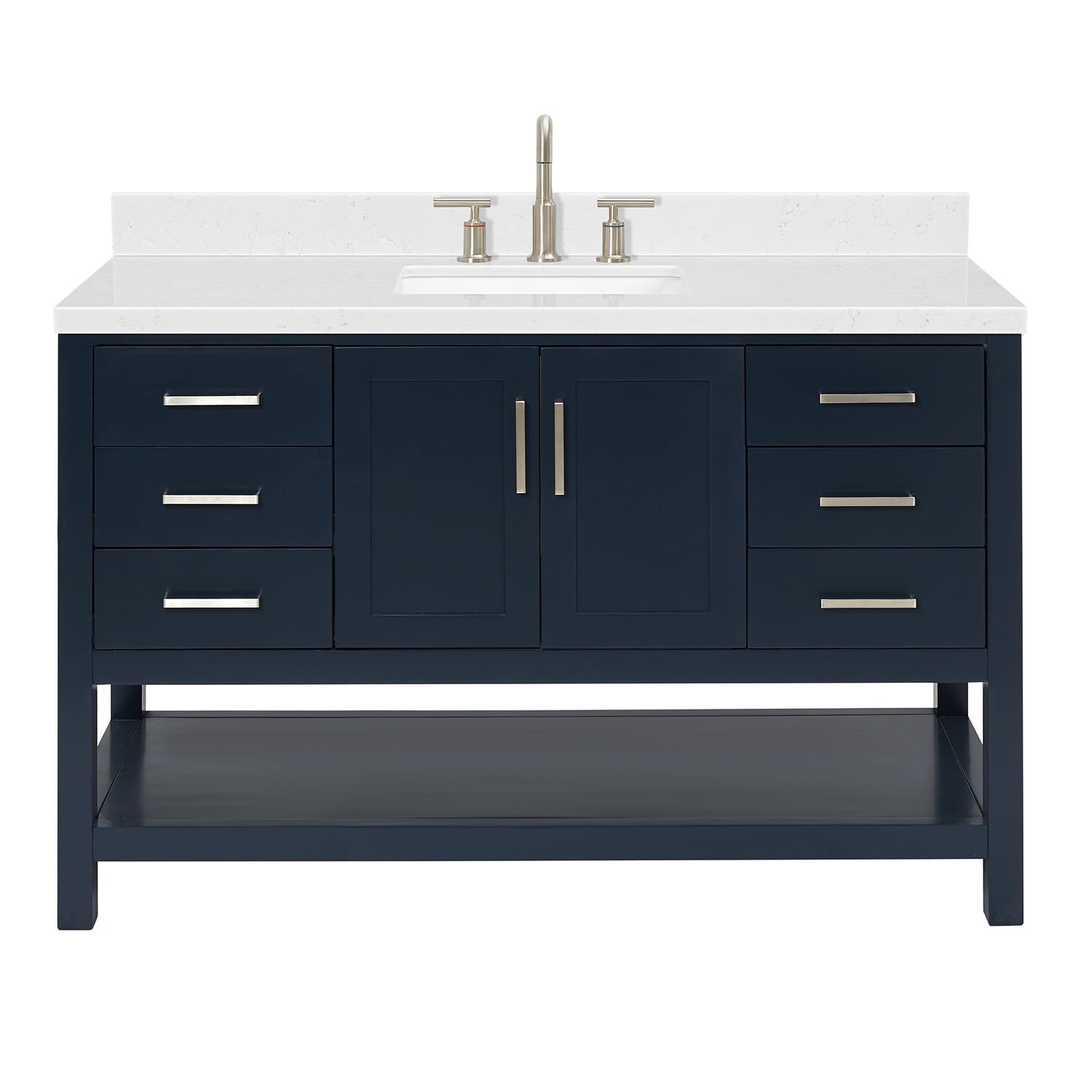 Midnight Blue 54" Freestanding Single Basin Vanity with Quartz Top