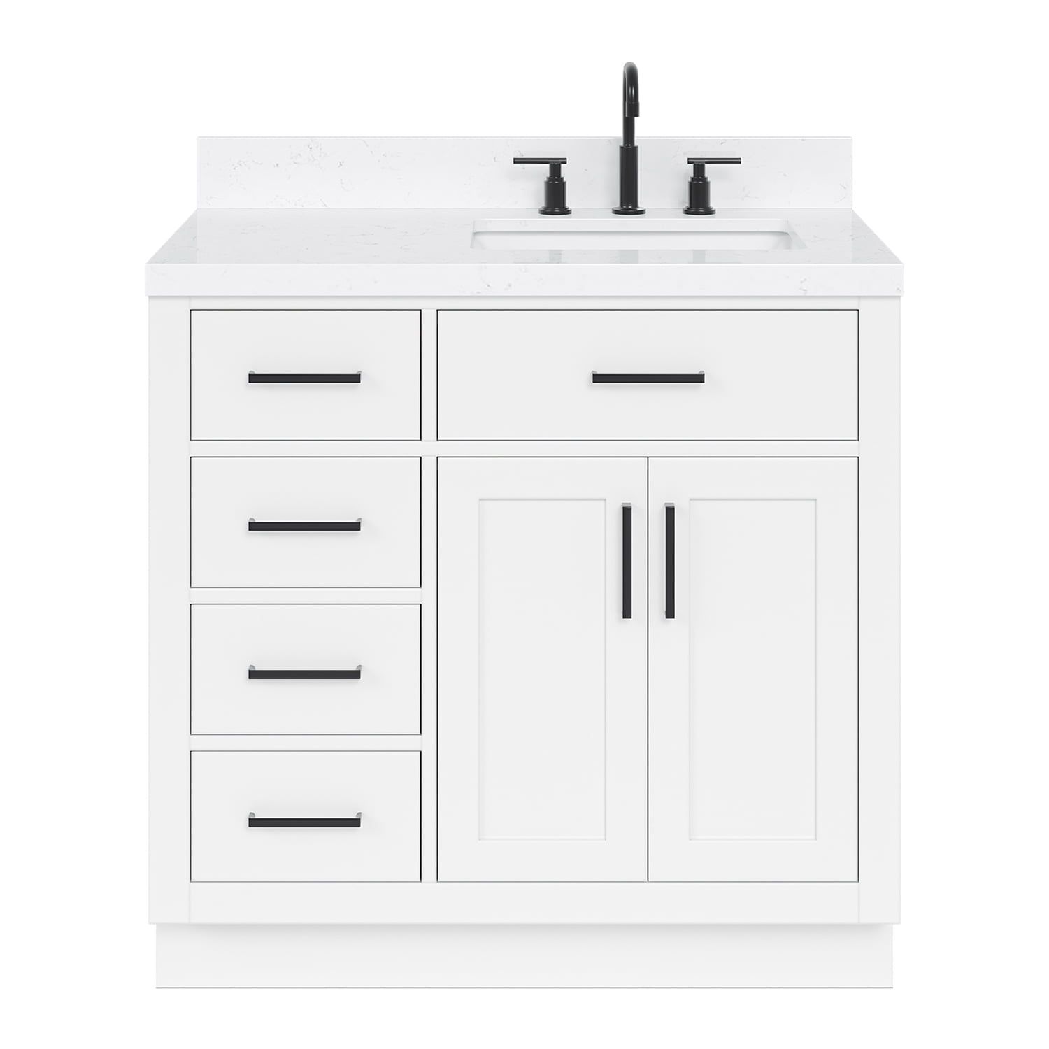 Hepburn 36" White Freestanding Single Basin Vanity with Quartz Top