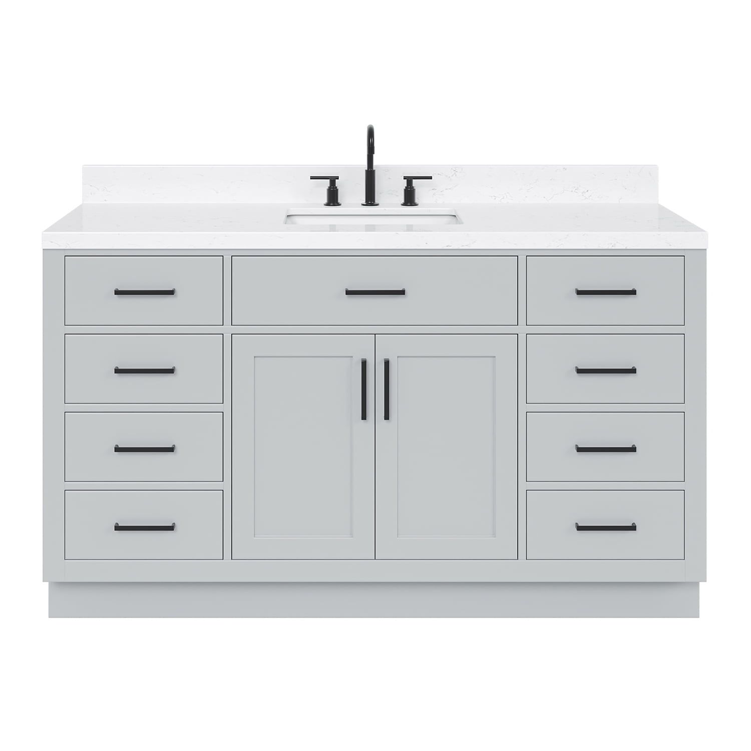 Hepburn 60" Gray Hardwood Single Basin Vanity Set