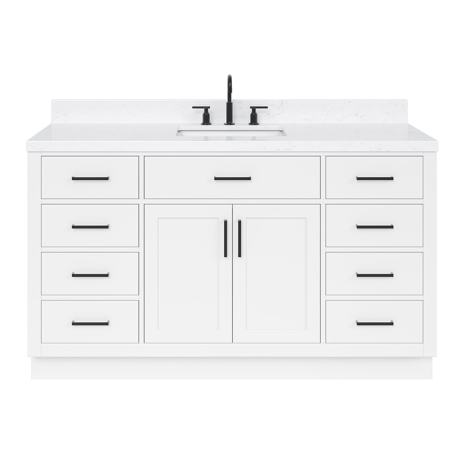 Hepburn 60" White Hardwood Single Basin Vanity Set