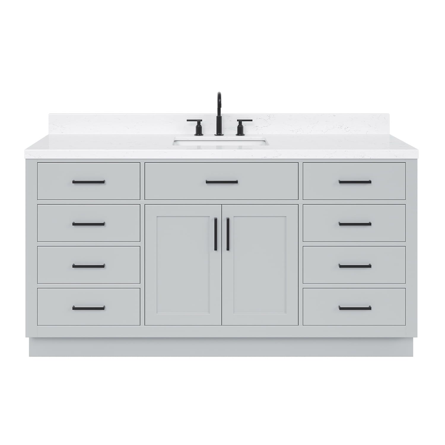 Hepburn 66" Gray Freestanding Single Basin Vanity with Hardwood Frame