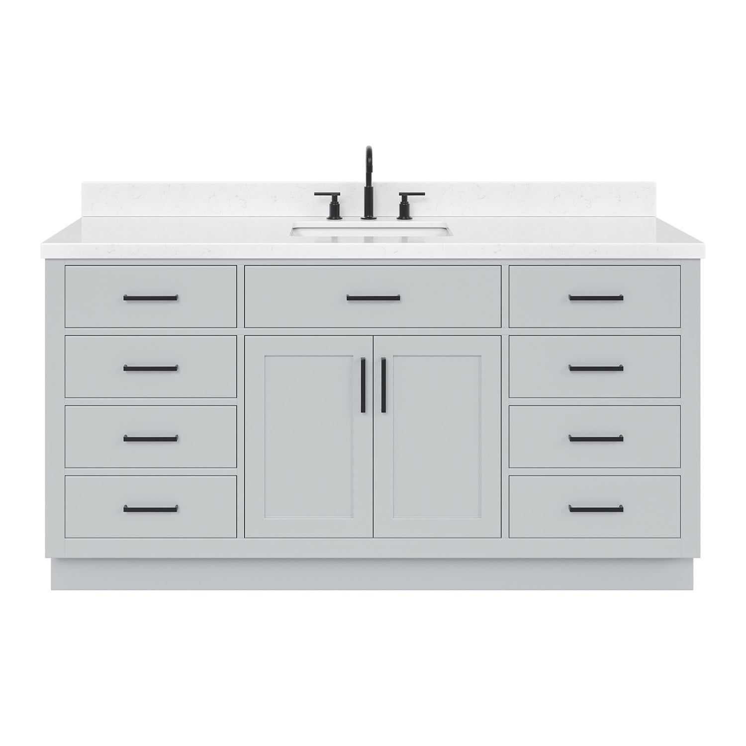 Hepburn 66" Gray Freestanding Single Basin Vanity with Hardwood Frame