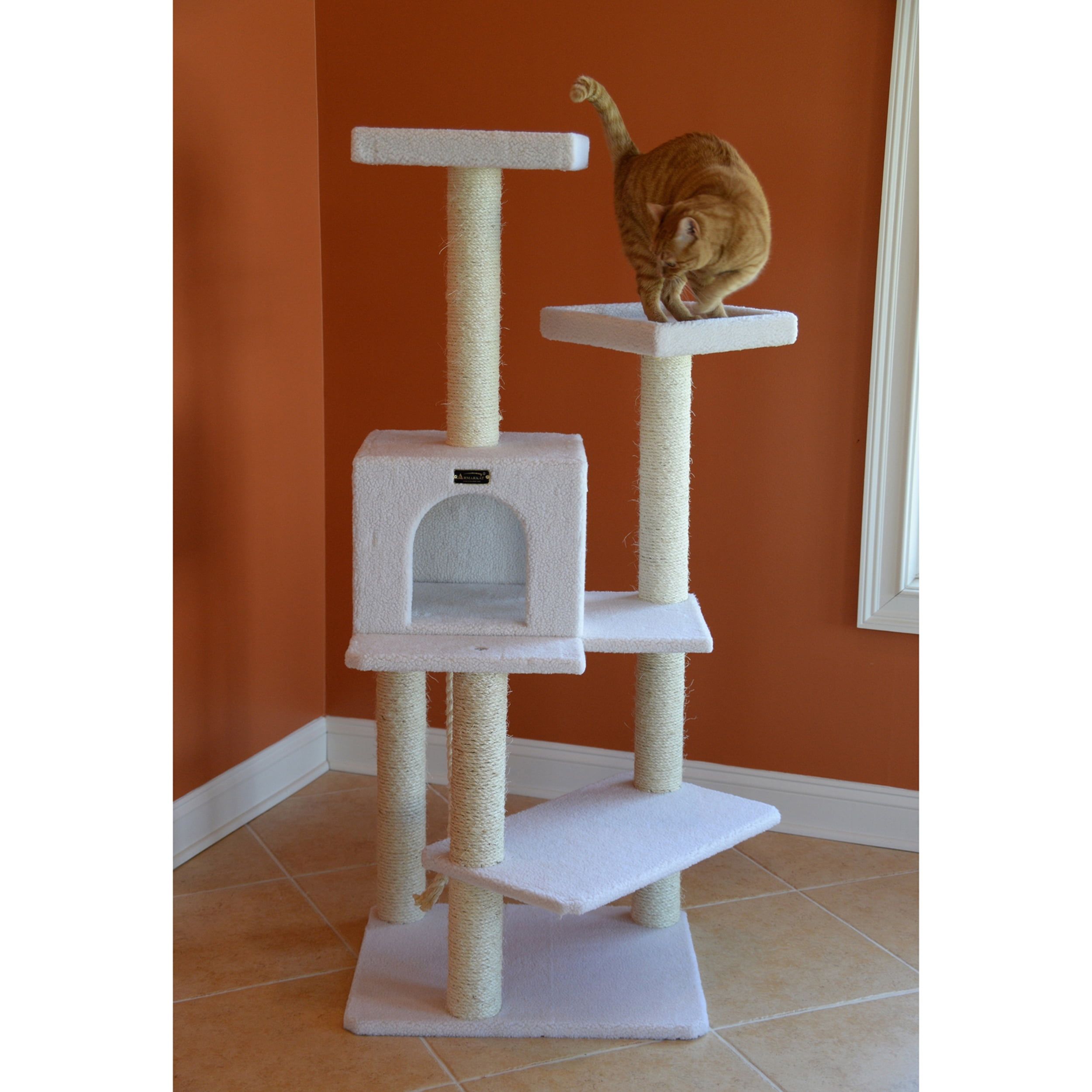 Ivory 57" Freestanding Cat Tree with Sisal Posts and Condo