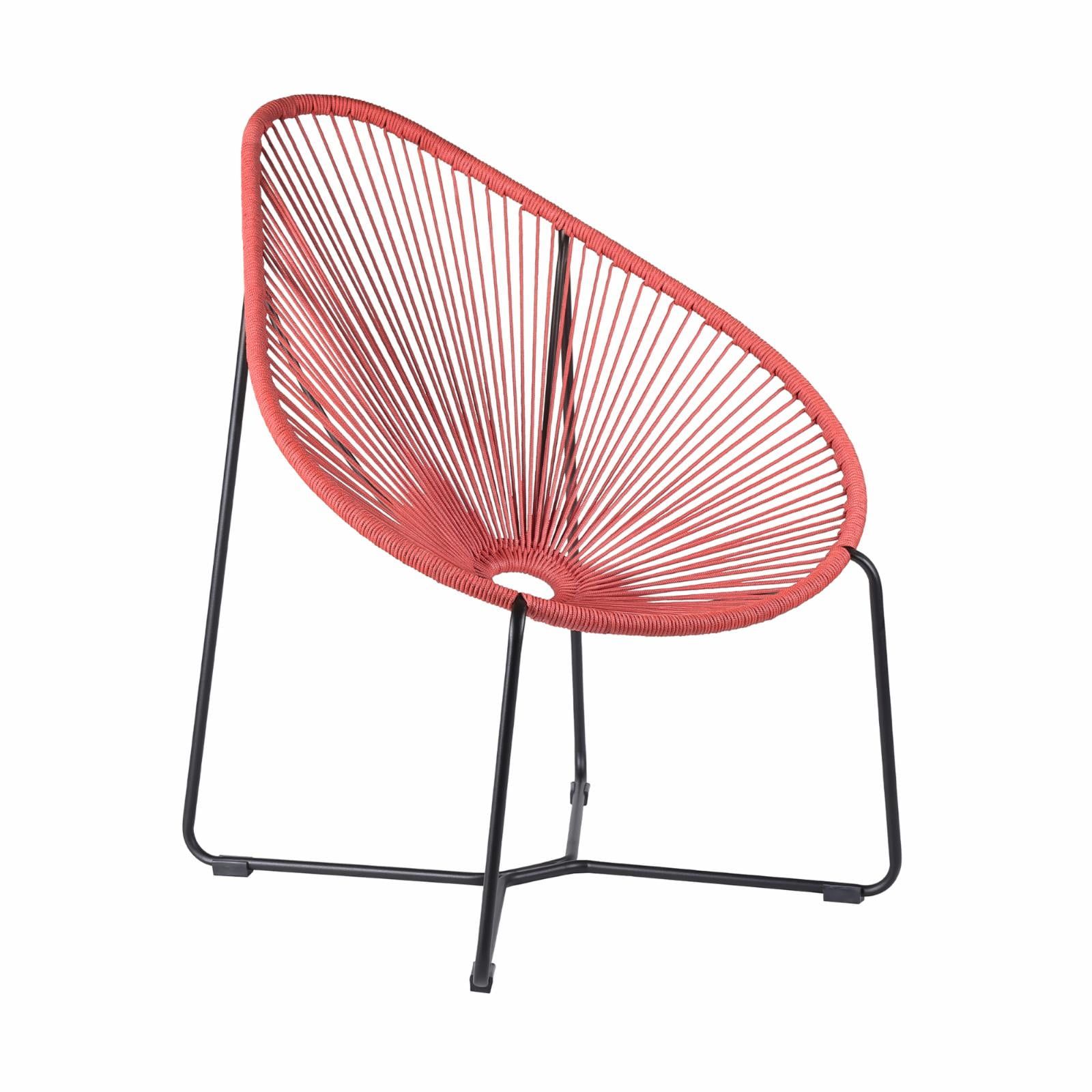 Brick Red Steel and Rope Papasan Lounge Chair