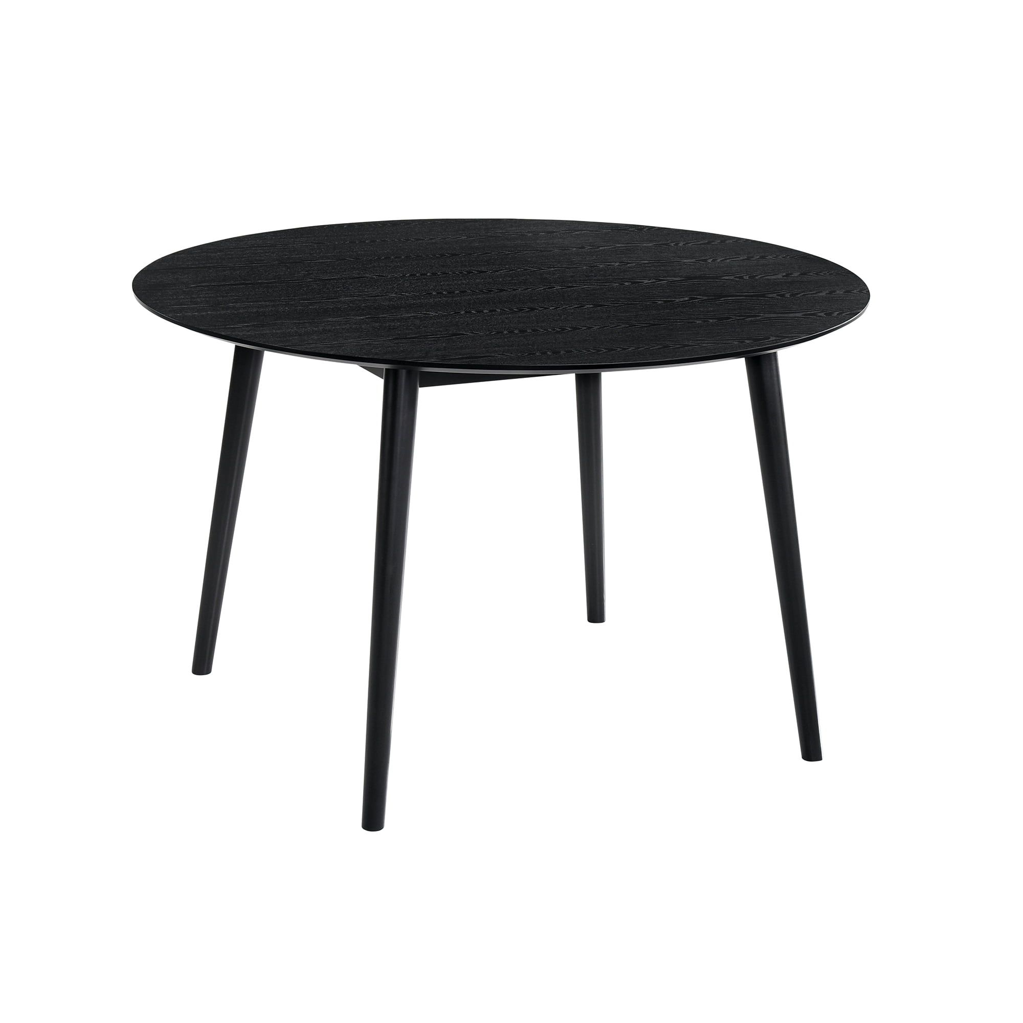 Scandinavian Modern 48" Black Wood Round Dining Table