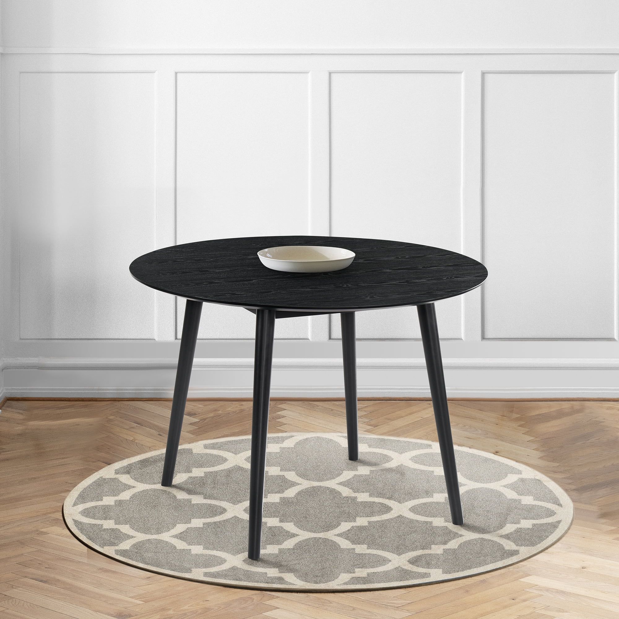 Arcadia 42" Round Black Wood Mid-century Modern Dining Table