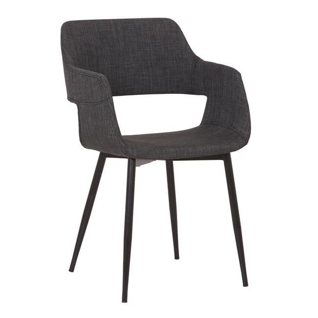 Charcoal Upholstered Metal Swoop Arm Dining Chair