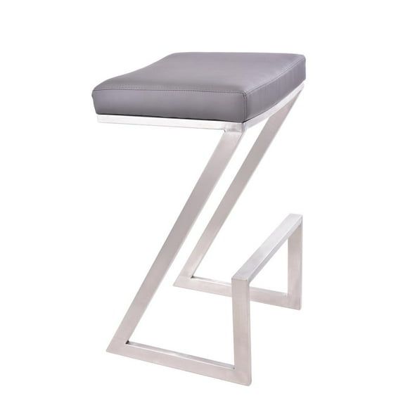 Contemporary Gray Leatherette 26" Backless Counter Stool