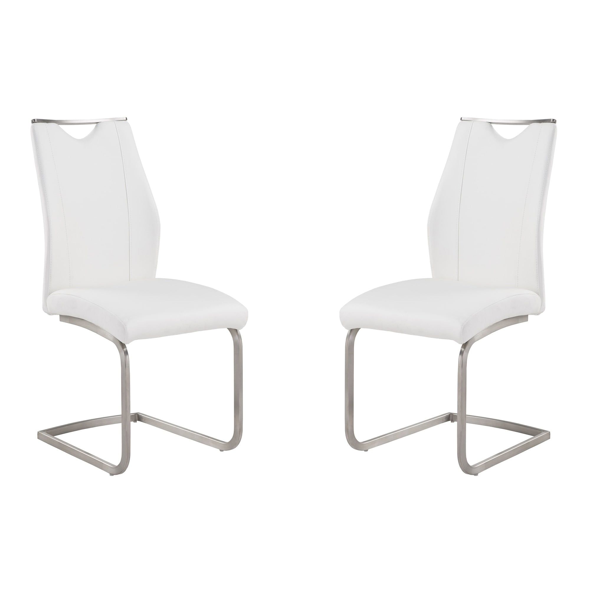 Sleek White Faux Leather & Stainless Steel Side Chair