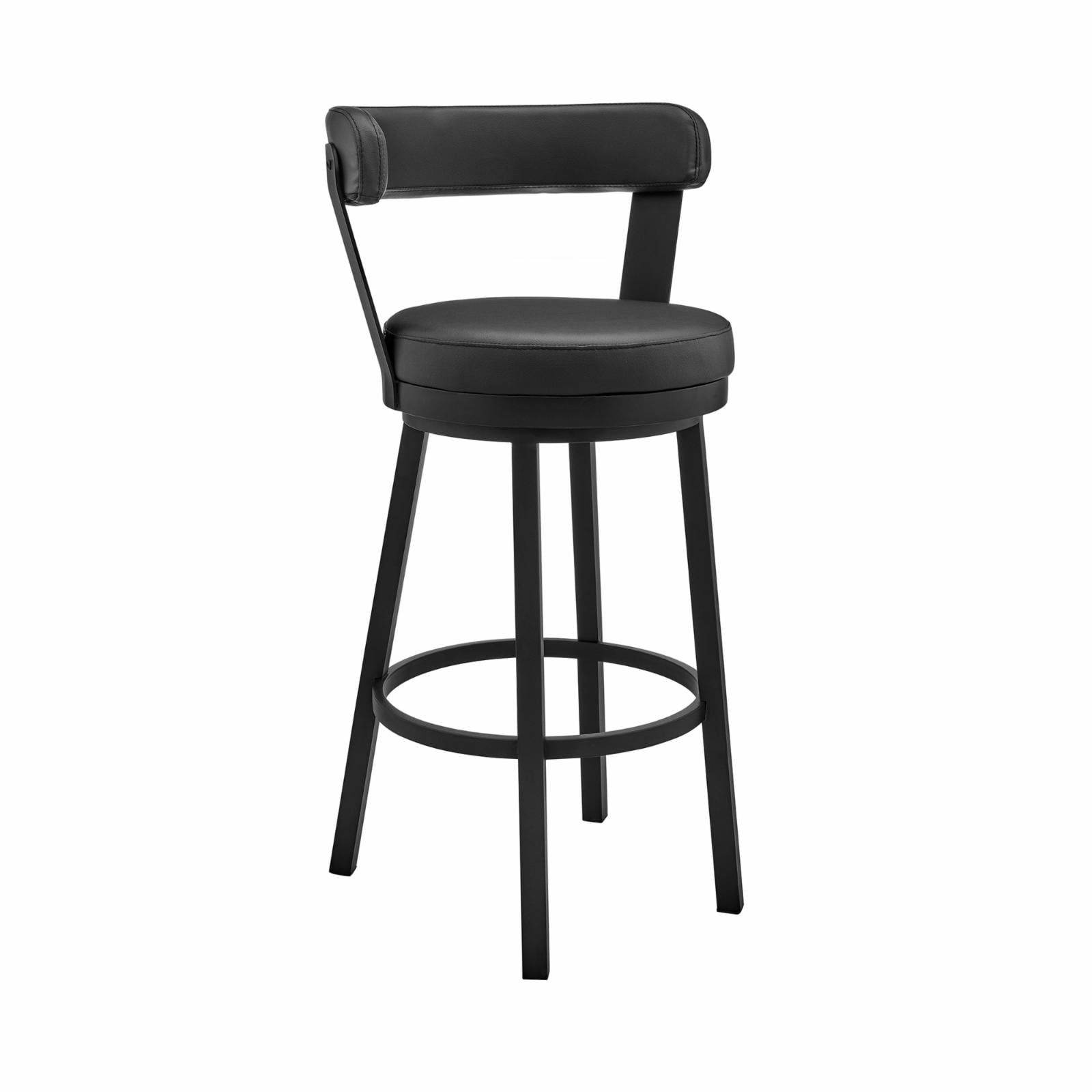 Bryant 30" Black Faux Leather Swivel Bar Stool with Metal Base