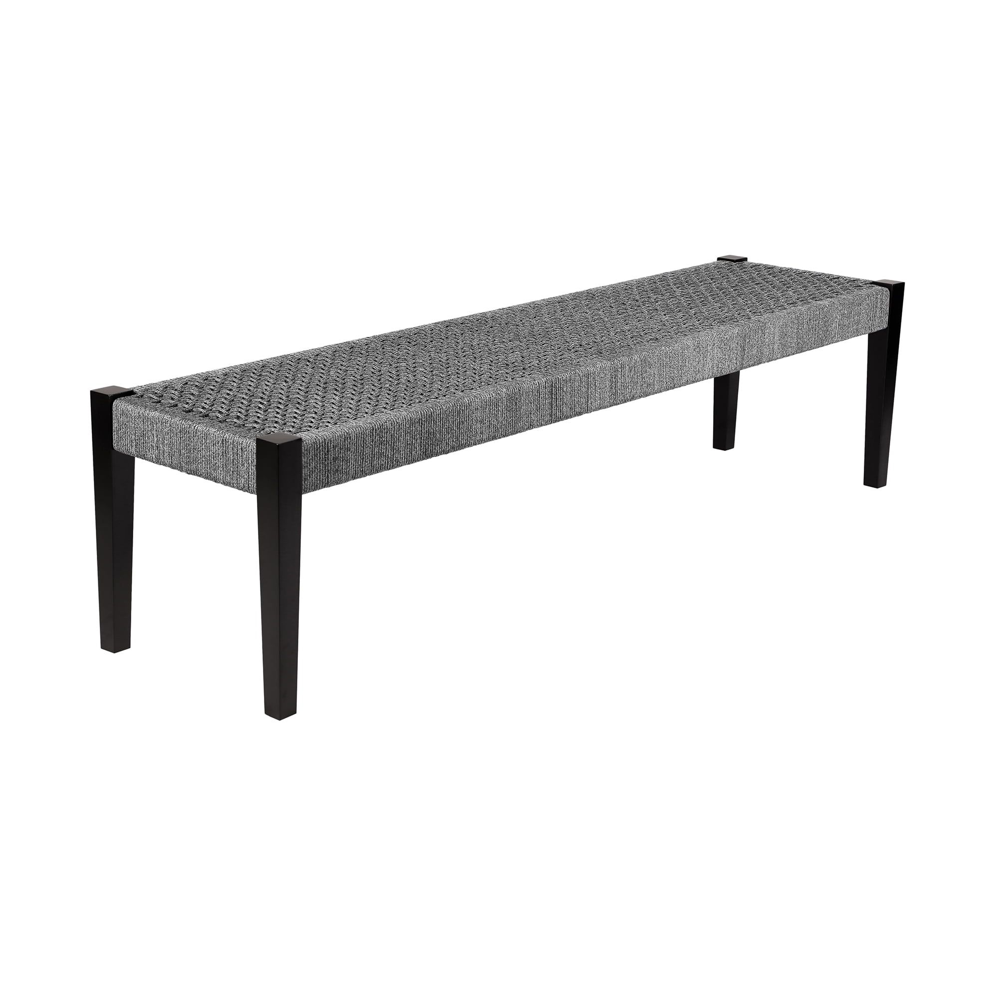 Gray Eucalyptus Wood Outdoor Accent Bench with Graduated Legs