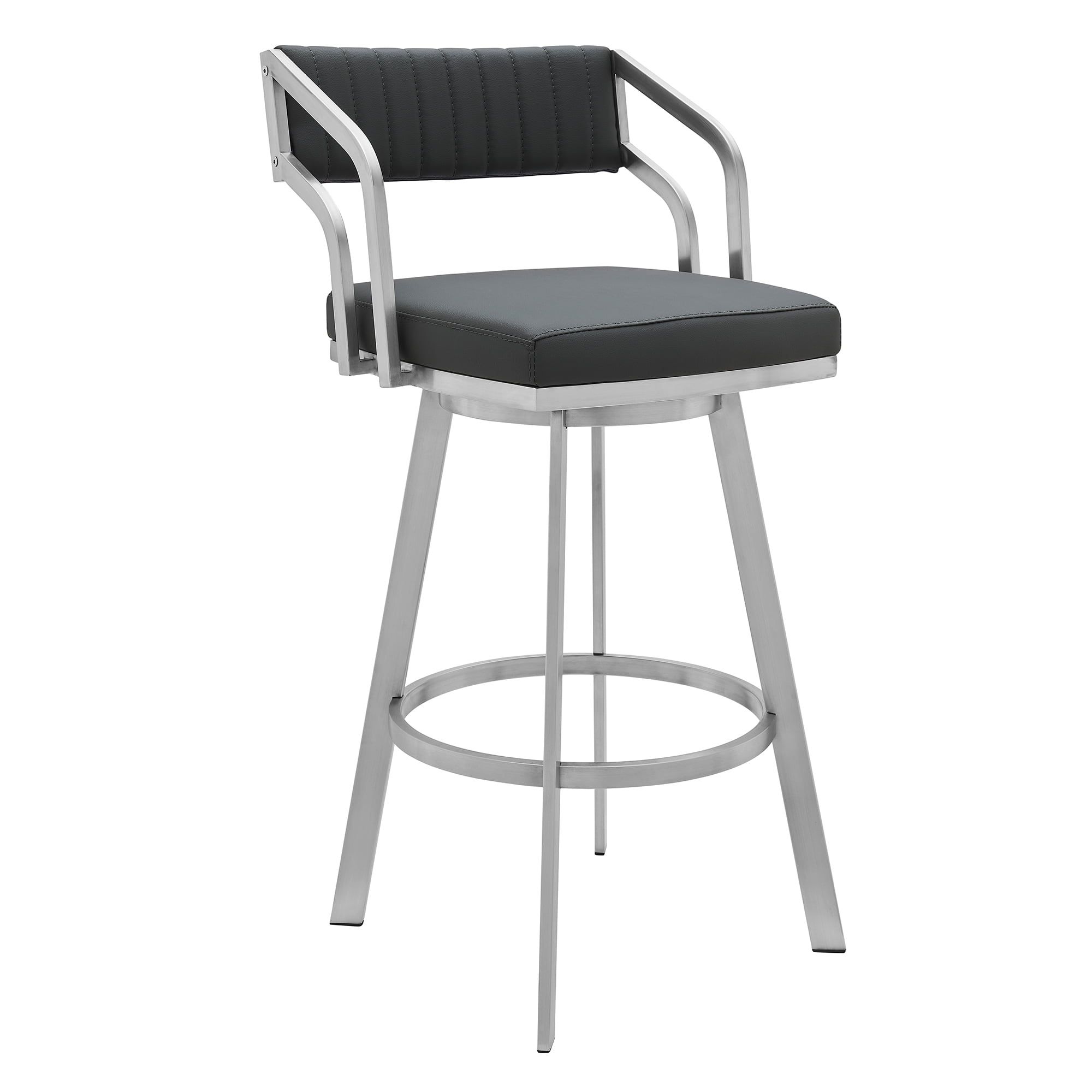 Capri 30" Gray Metal and Faux Leather Swivel Bar Stool