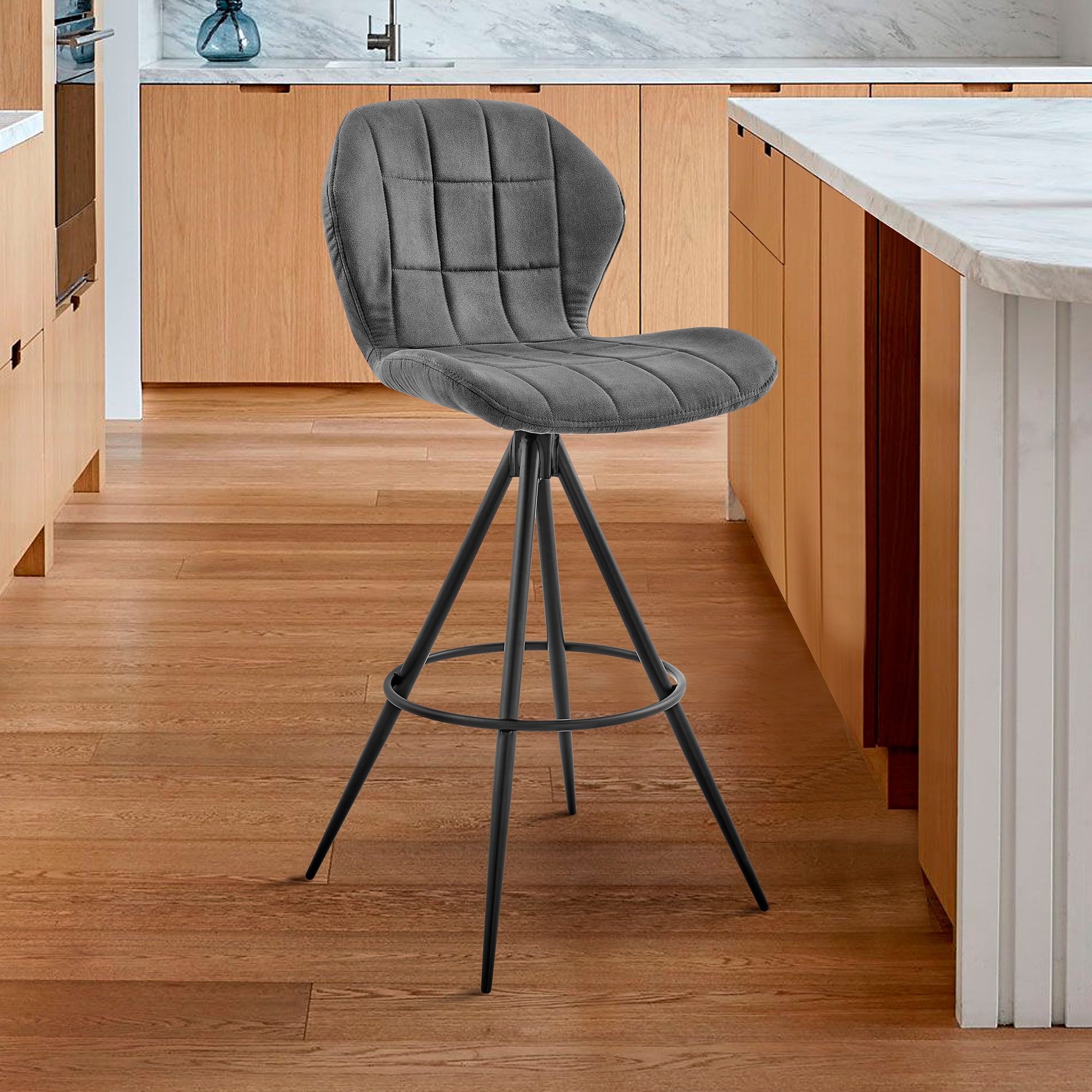 Catalina 30" Gray Adjustable Swivel Bar Stool with Metal Legs