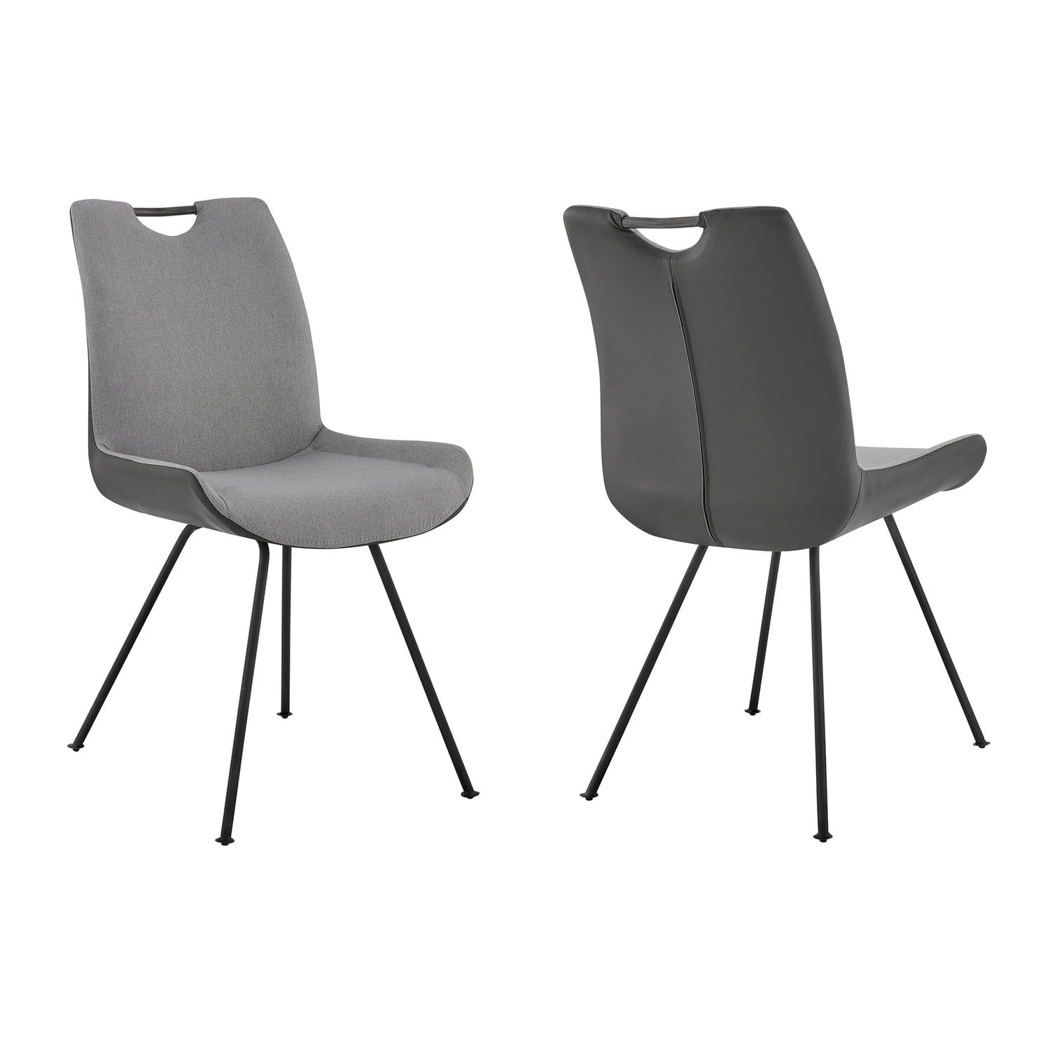 Contemporary High-Back Gray Faux Leather Side Chair with Metal Frame