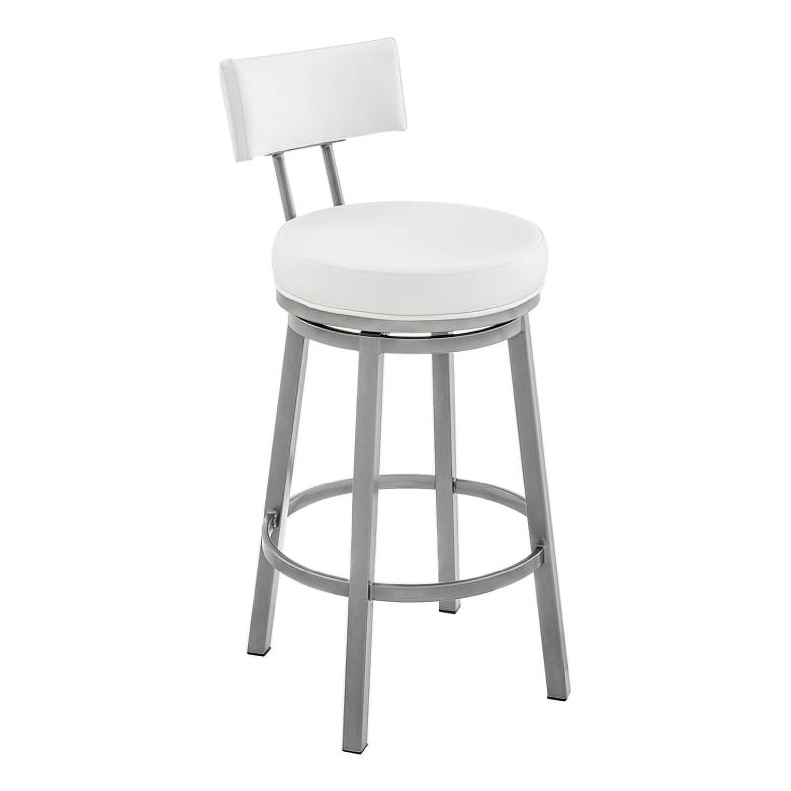 Dalza 26" White Faux Leather Swivel Counter Stool