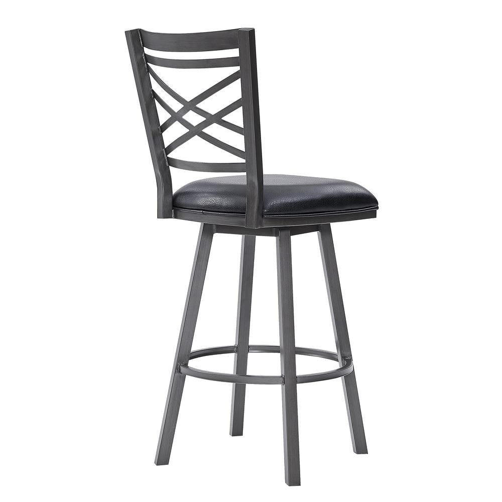 Fargo Mineral Finish Metal Swivel Barstool with Black Faux Leather