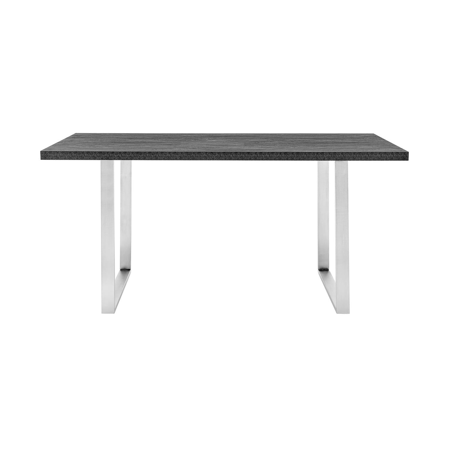 Charcoal Gray Rectangular Dining Table with Stainless Steel Base