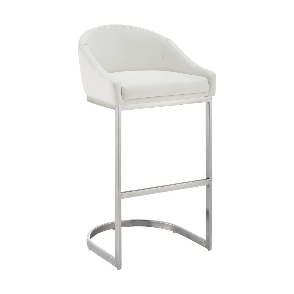 Katherine 30" White Faux Leather Metal Bar Stool