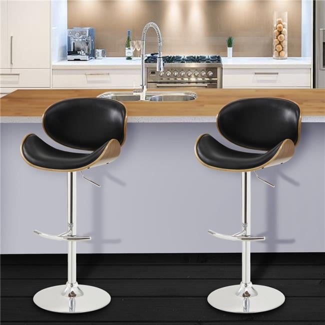 Naples Black Faux Leather Adjustable Swivel Bar Stool