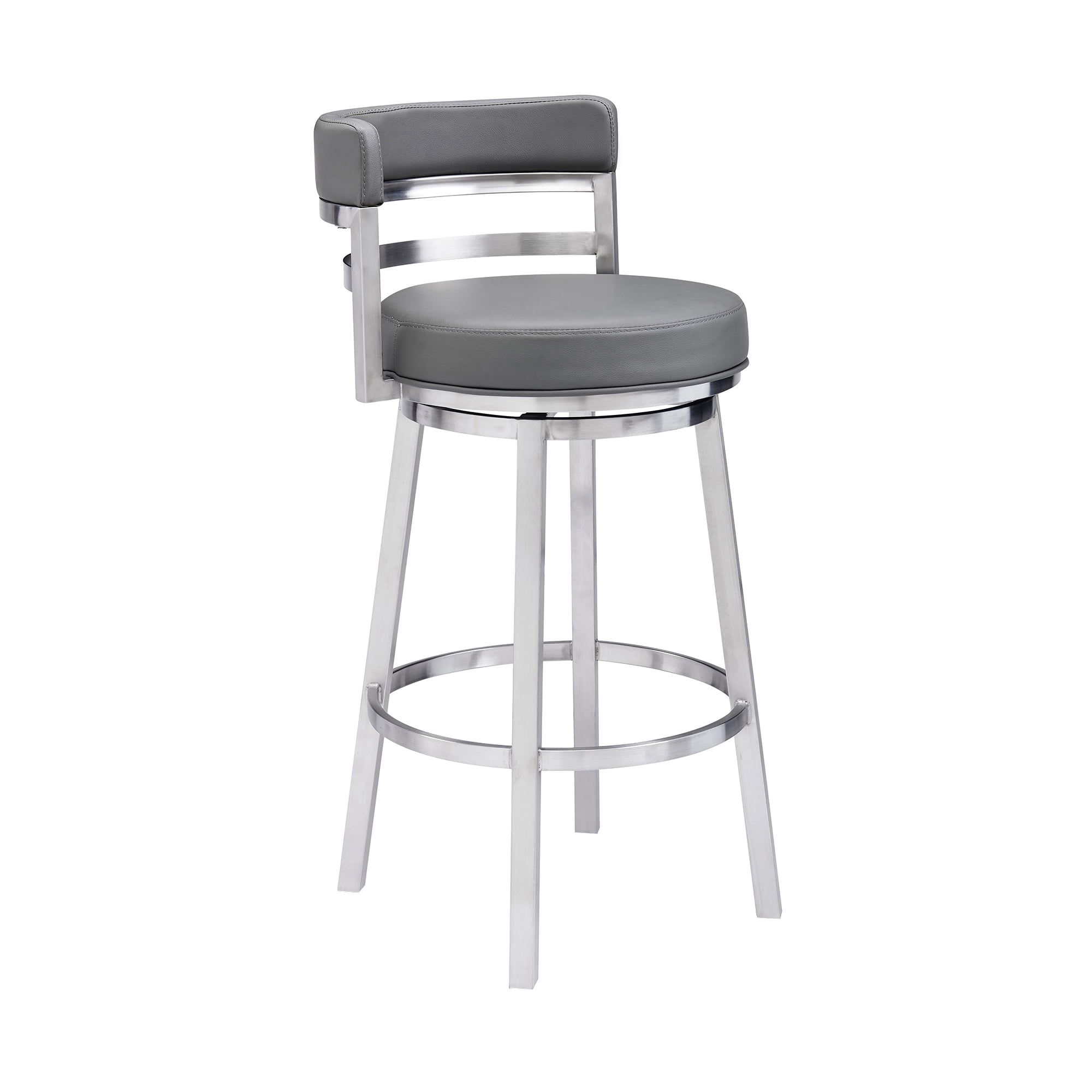 Titana 30" Gray Faux Leather Swivel Bar Stool