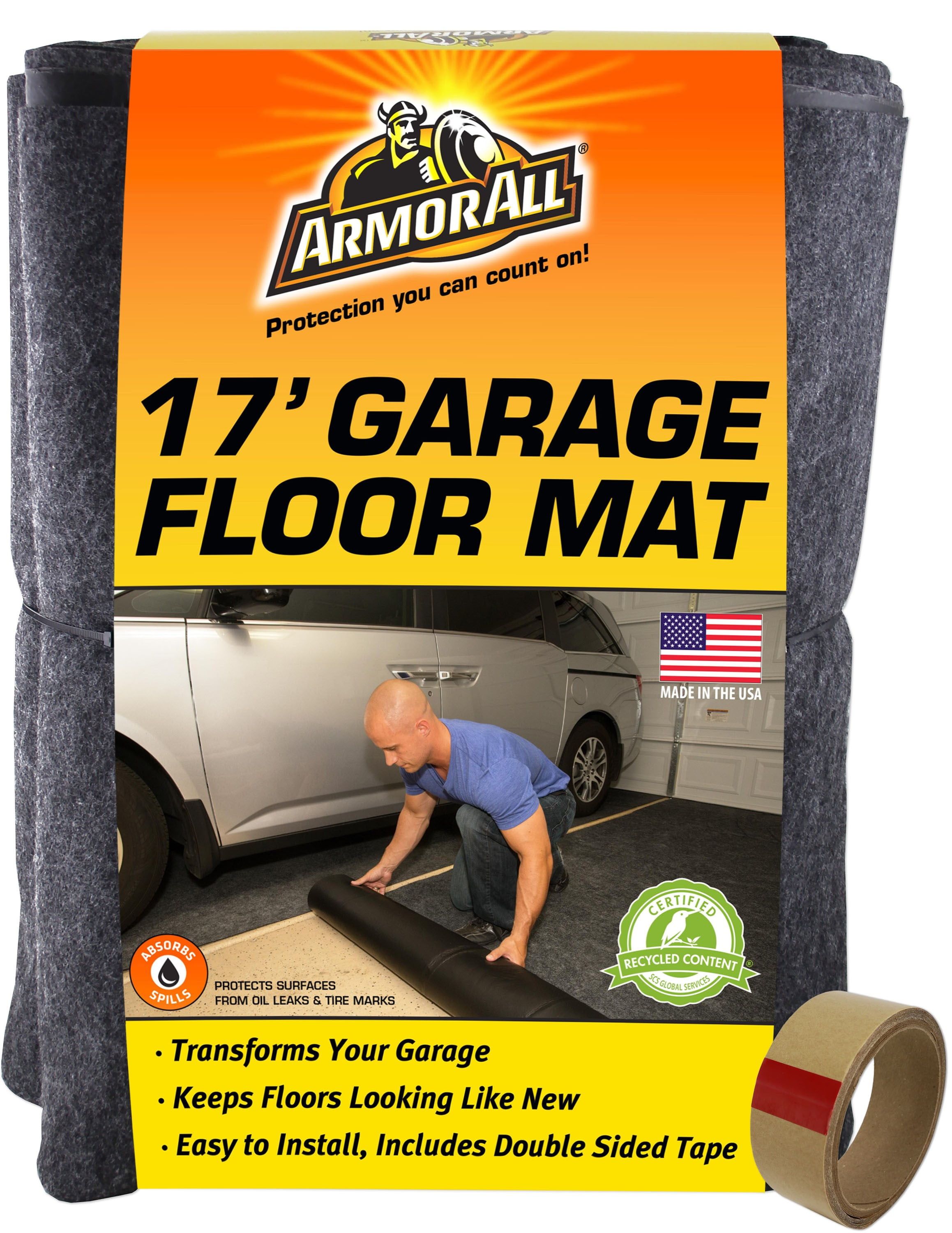 Armor All 17' Gray Waterproof Garage Floor Mat with Double Sided Tape