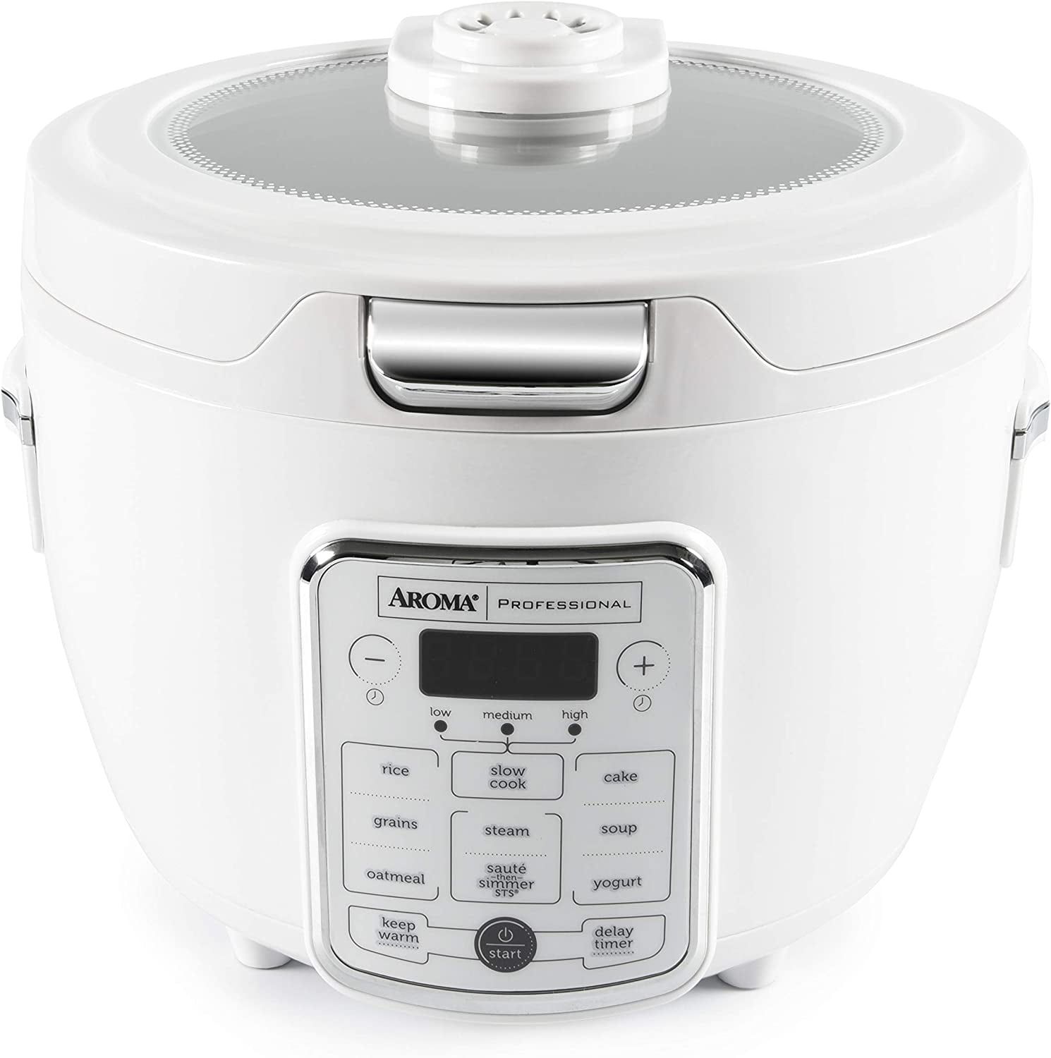 4 Quart Stainless Steel Electric Rice Cooker with Steamer & Glass Lid