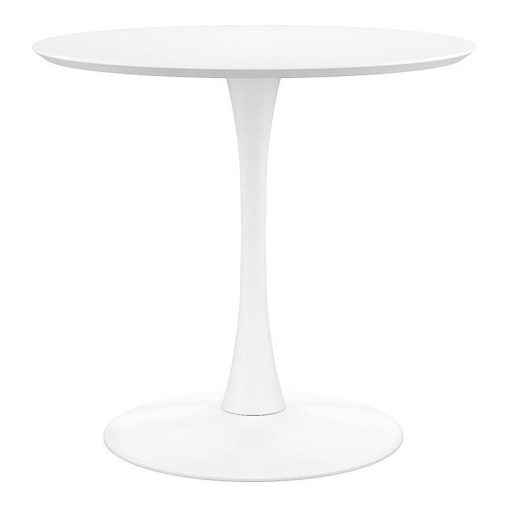 Luna Modern 36" White Lacquered MDF & Metal Dining Table