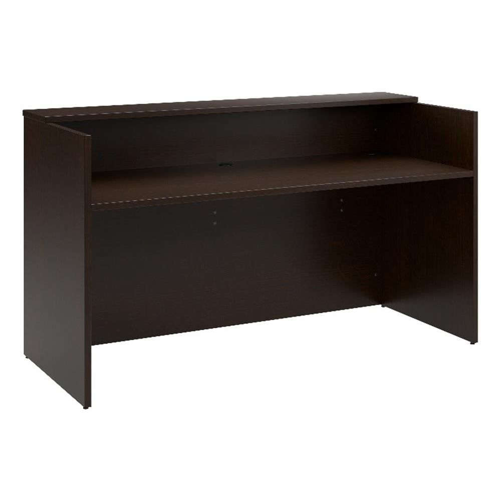 Mocha Cherry 72" Reception Desk with Raised Shelf