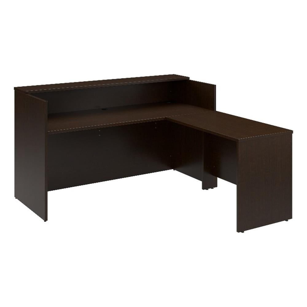 Mocha Cherry L-Shaped Reception Desk with Shelf