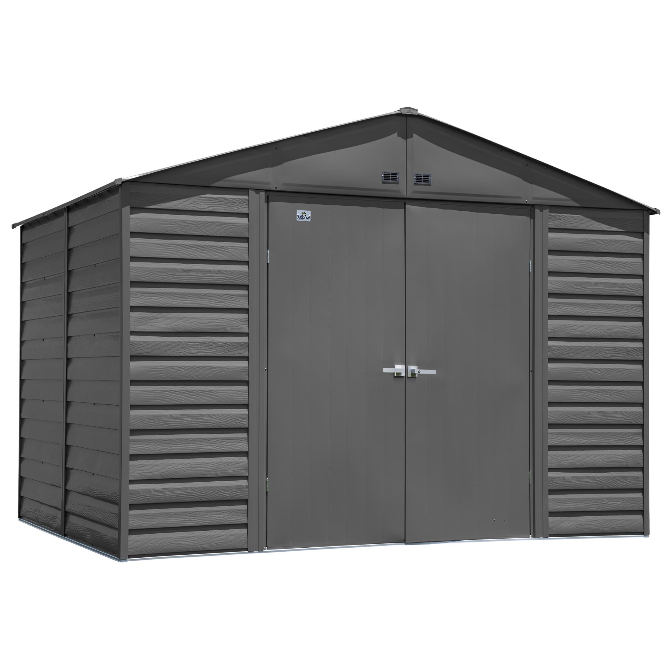 Charcoal 10' x 8' Galvanized Steel Peak Roof Storage Shed