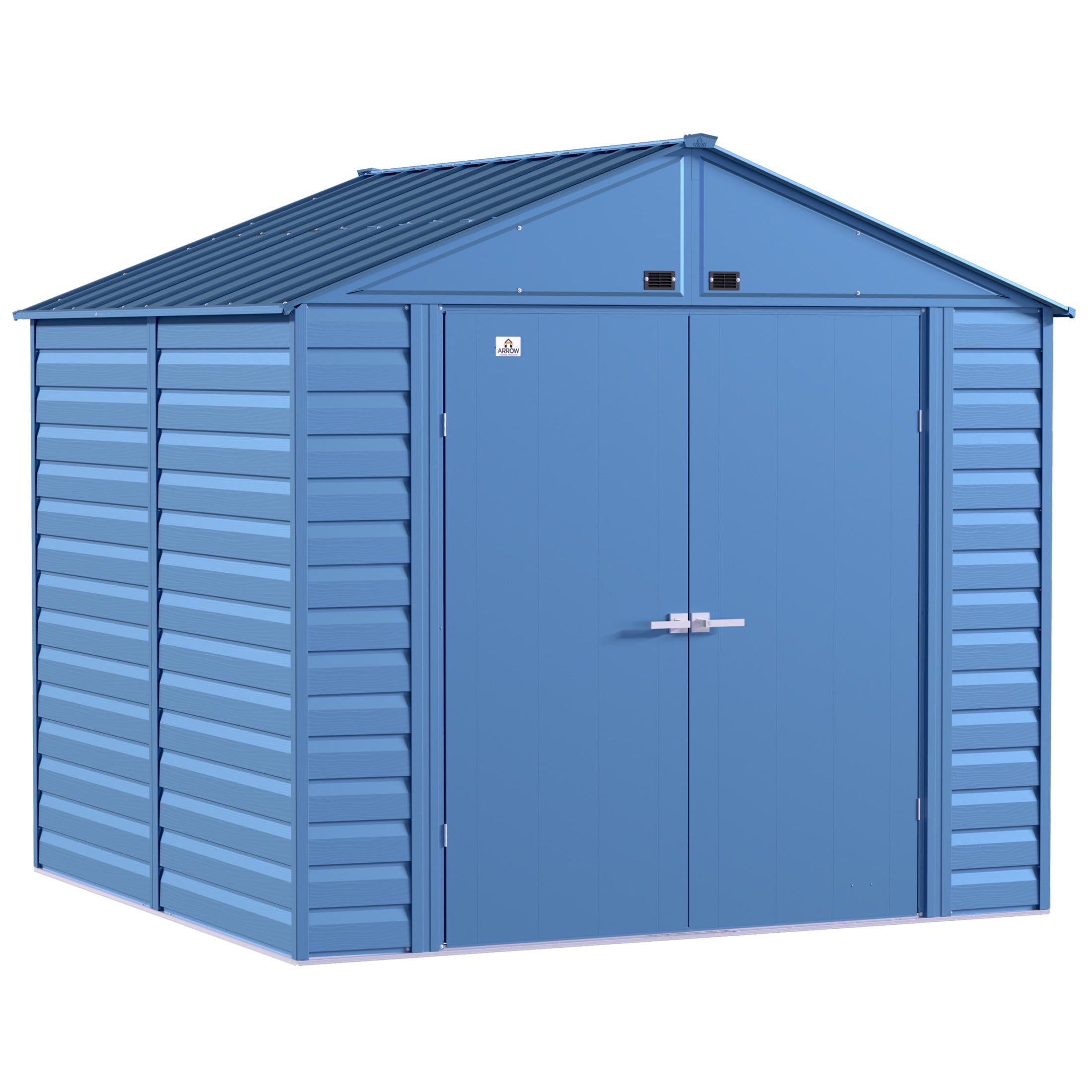 Blue 8x8 Galvanized Steel Gable Roof Storage Shed