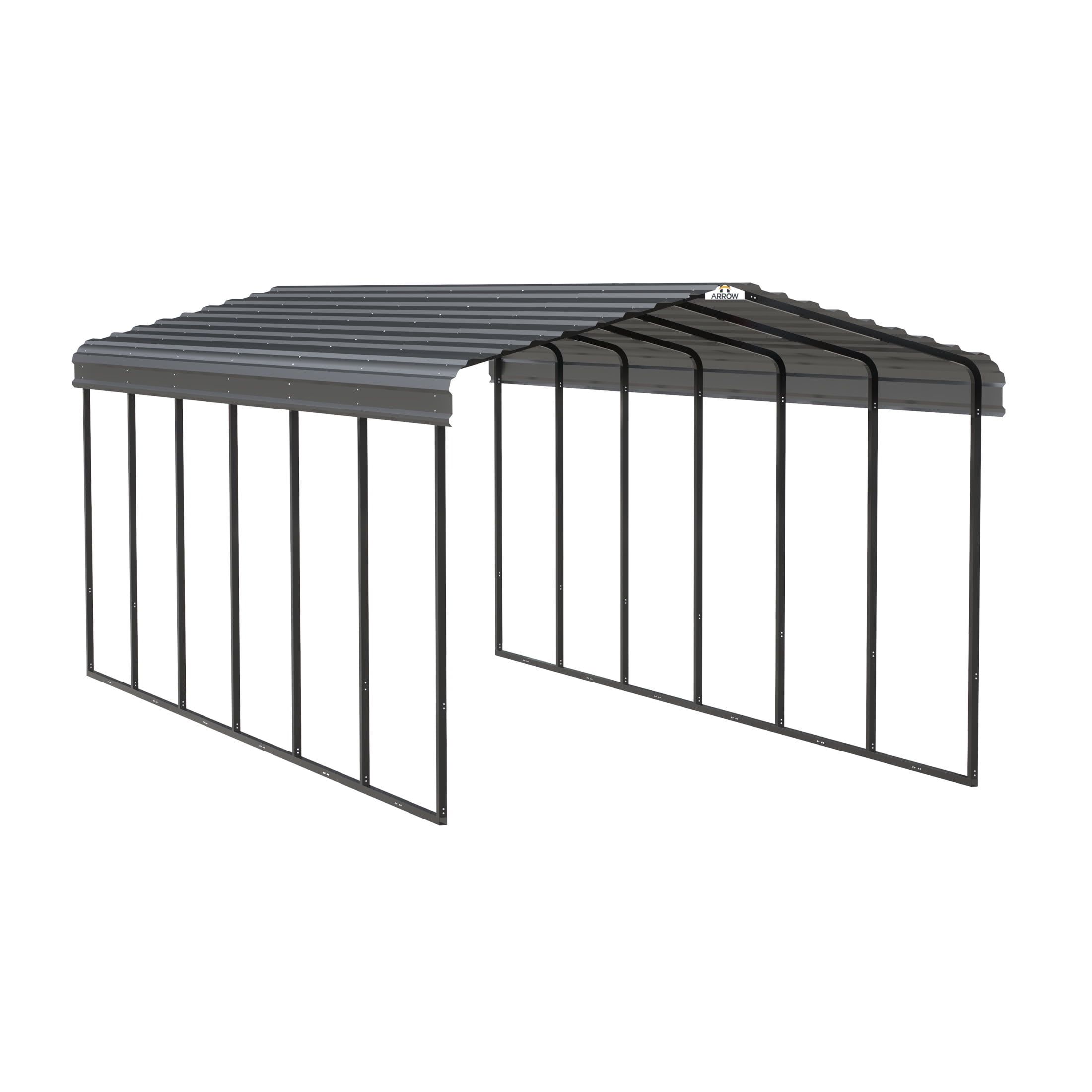 Charcoal Galvanized Steel Carport Shelter, 12' x 29' x 9'