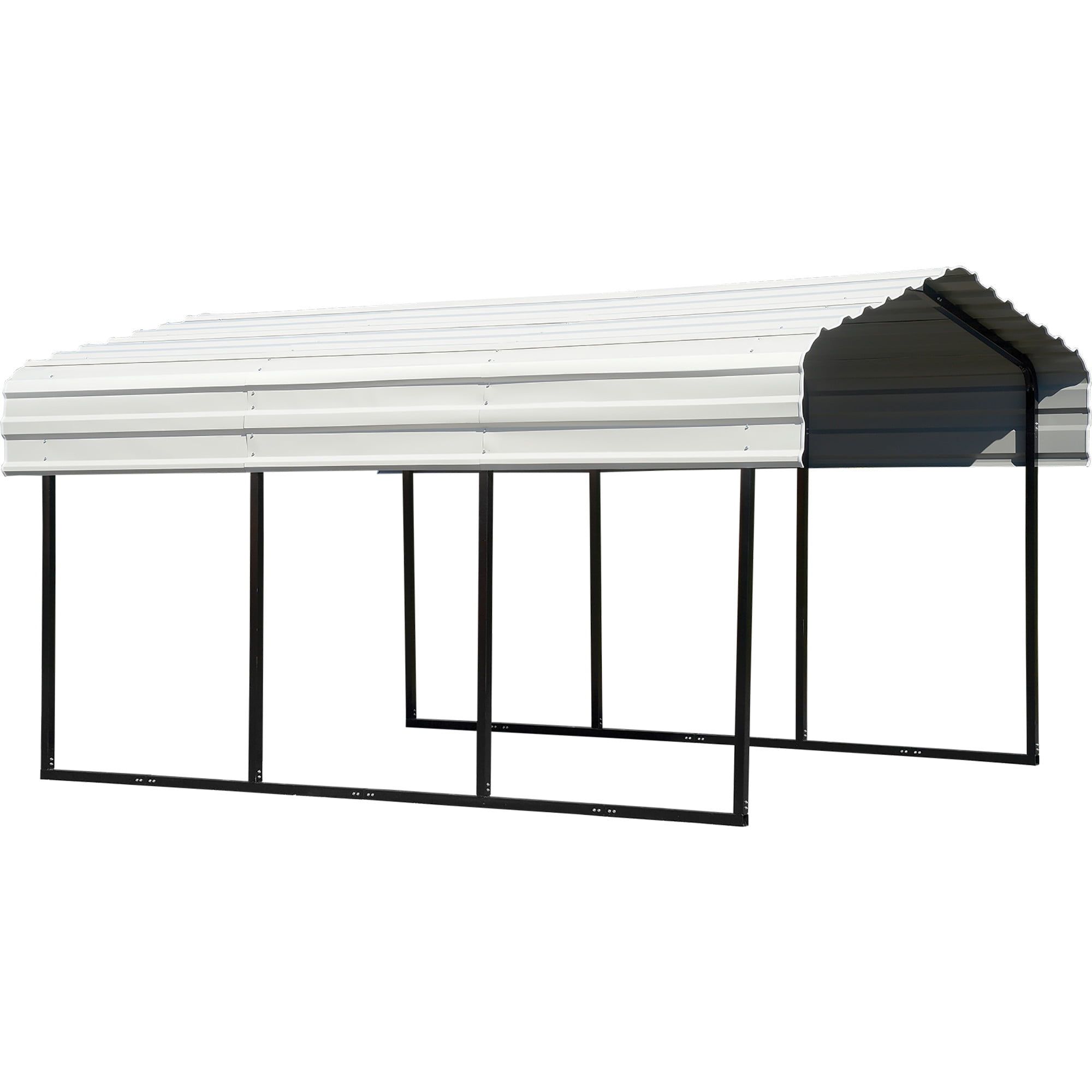 Eggshell Galvanized Steel Carport Kit with Black Frame, 10' x 15' x 7'