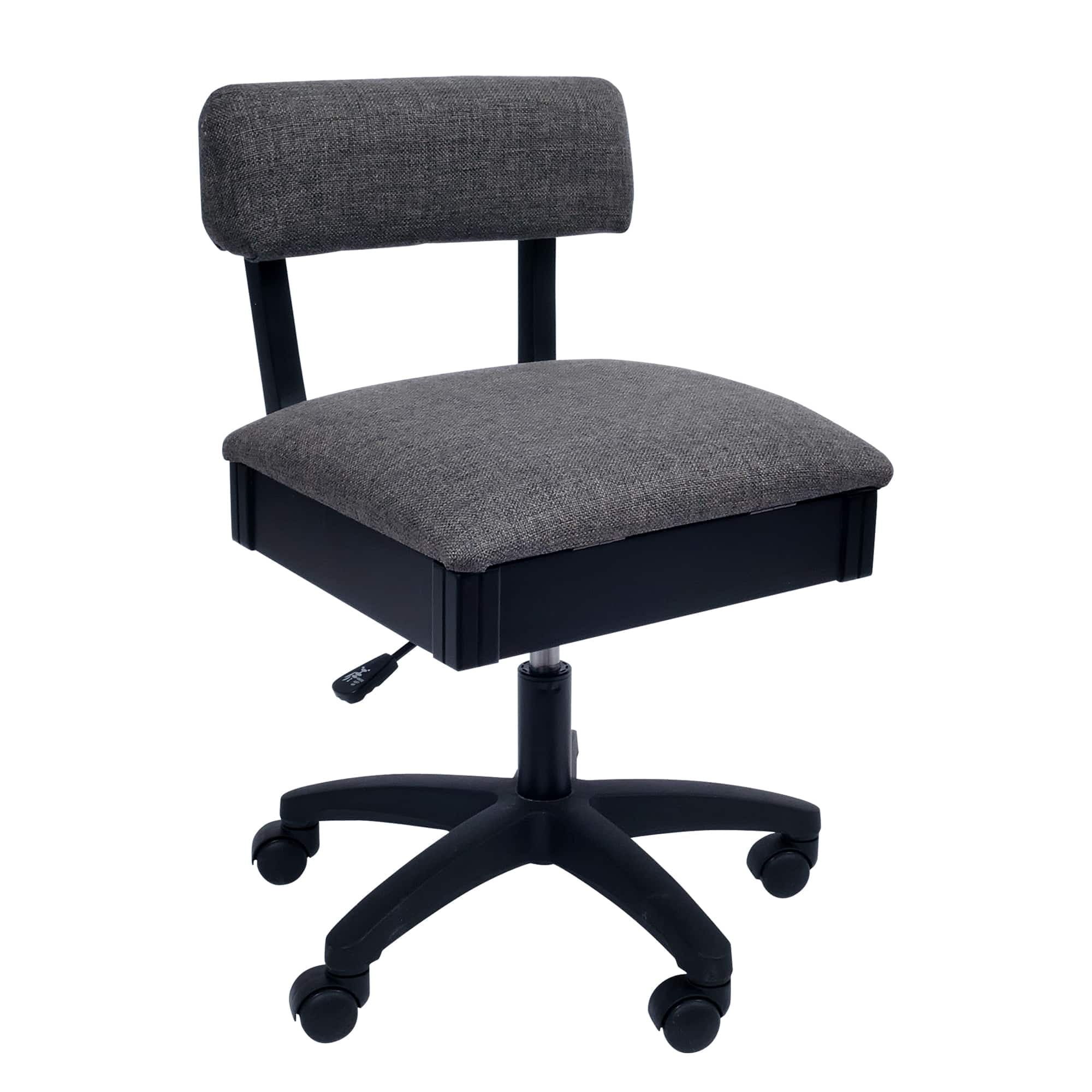 Gray Fabric Swivel Hydraulic Sewing Chair with Storage