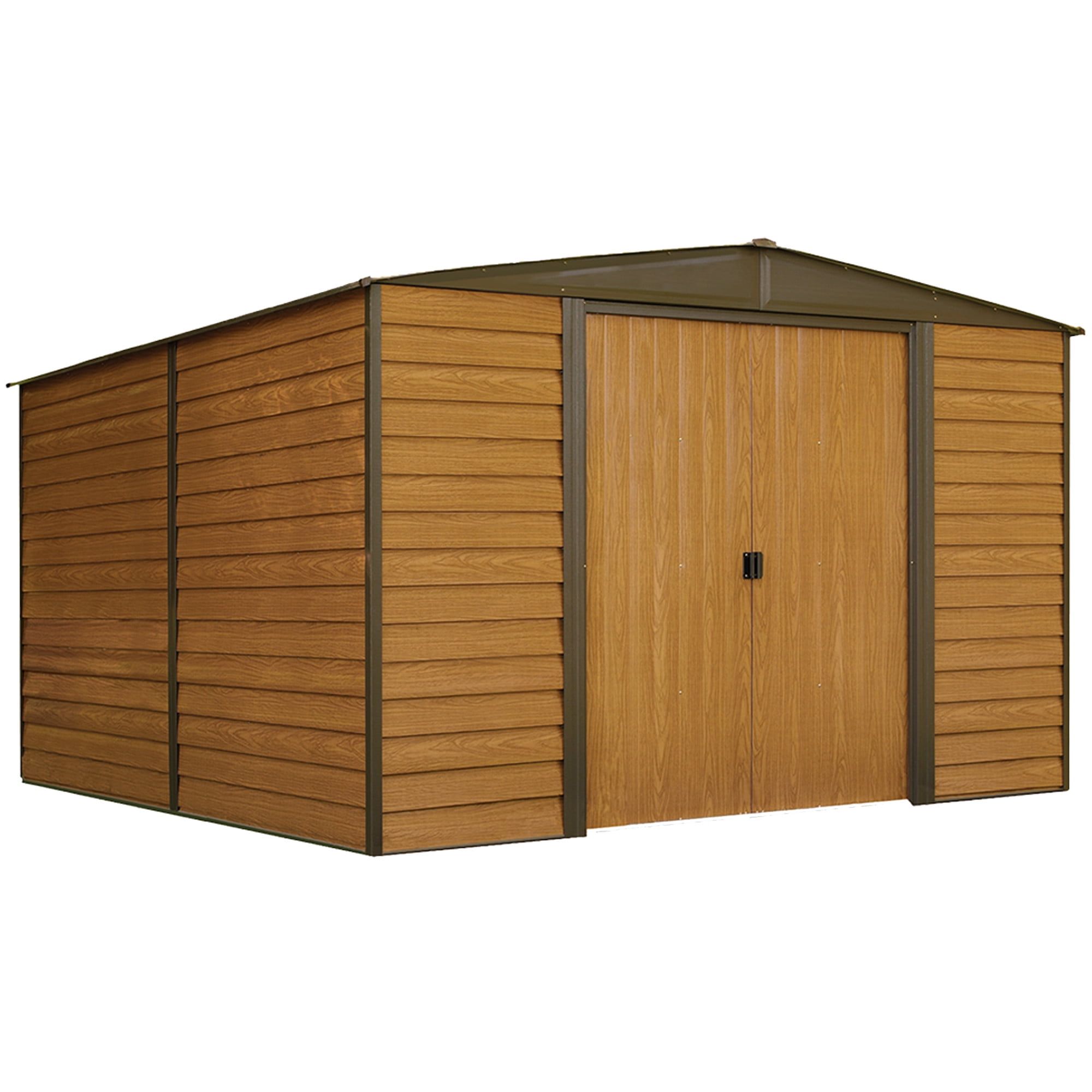 Woodridge 10' x 12' Brown Steel Storage Shed with Sliding Doors