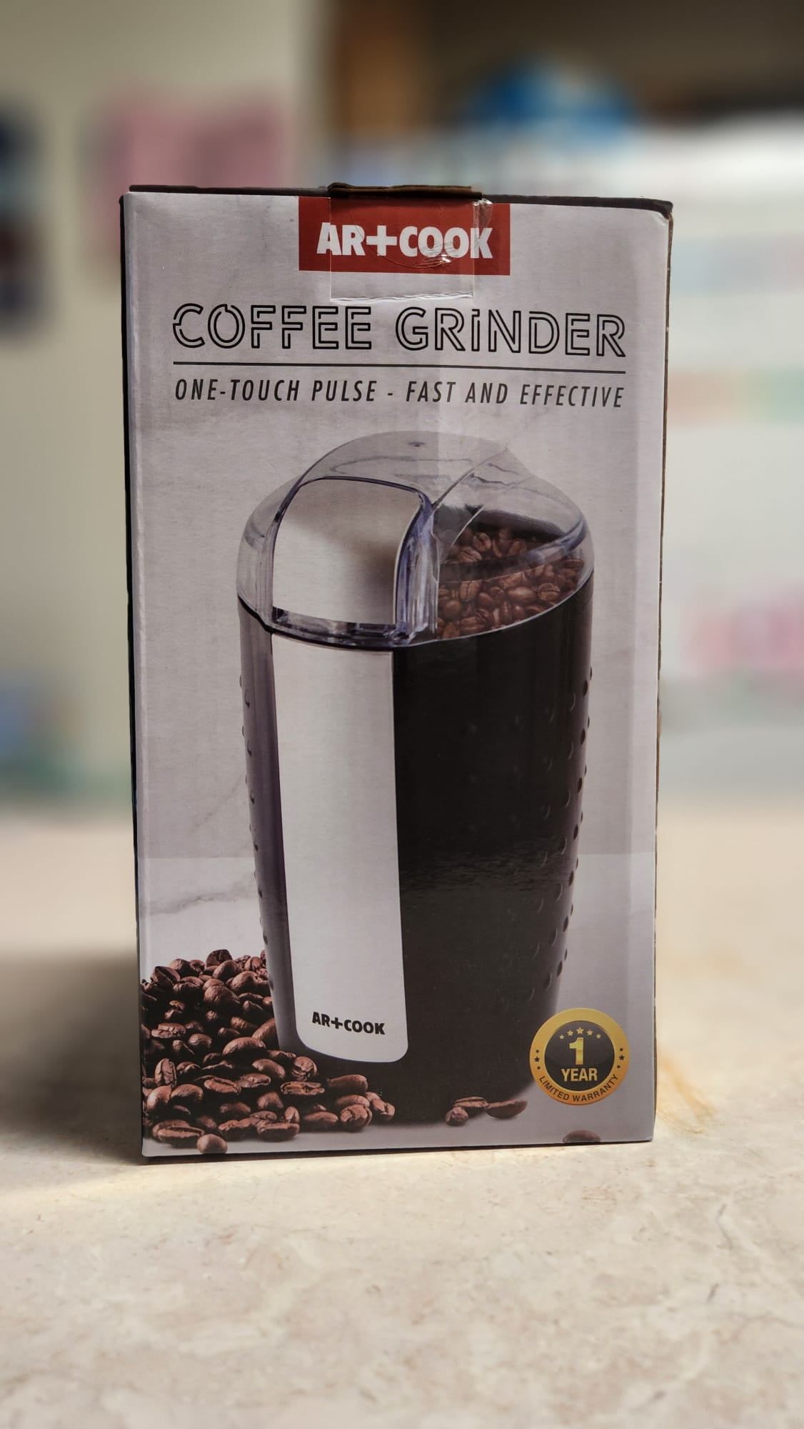 Black Electric Coffee and Spice Grinder with Stainless Steel Blades