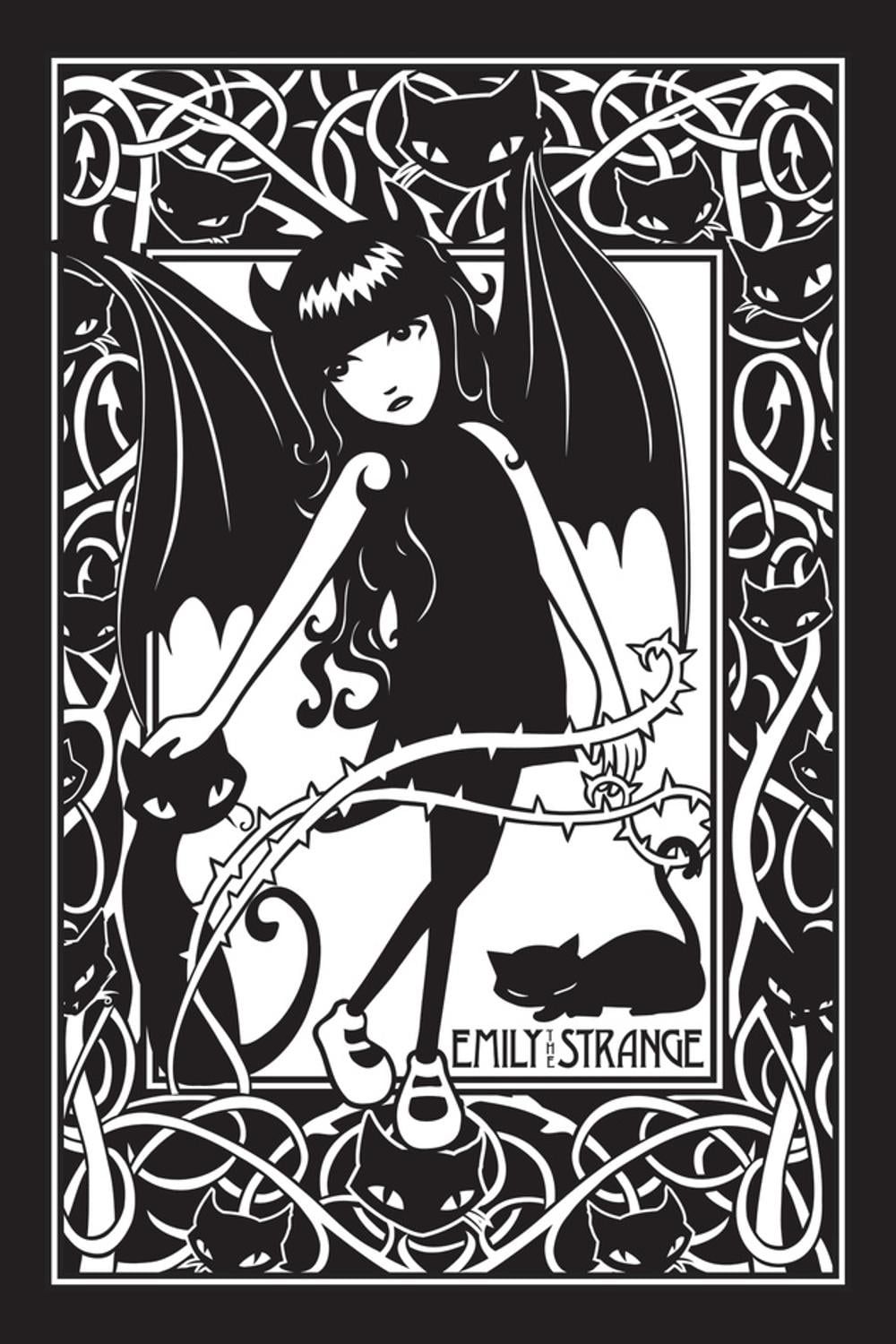 Emily the Strange Bat Girl Black and White Canvas Print