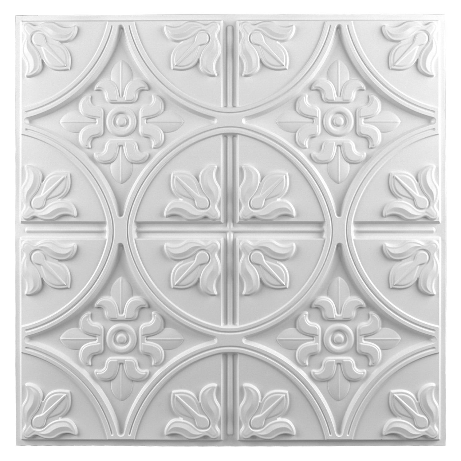 White 24x24 PVC 3D Decorative Ceiling Tiles, 12-Pack