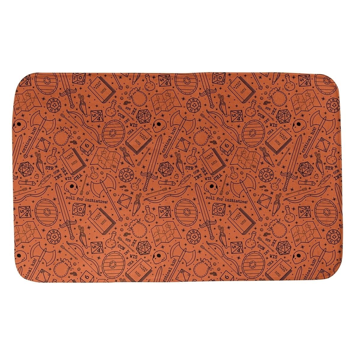 Orange & Black RPG Pattern Microfiber Bath Mat 17 x 24